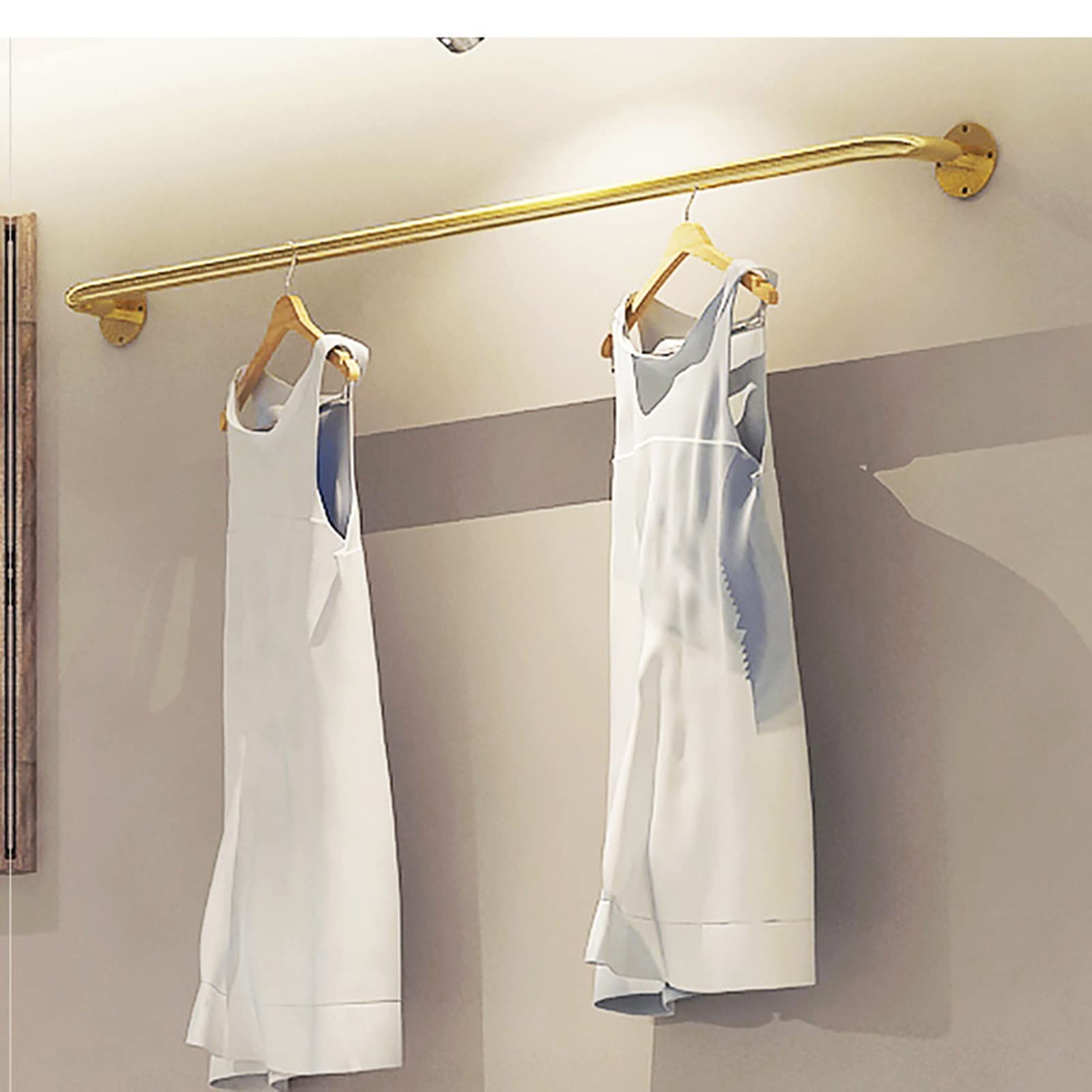 Industrial Pipe Wall Mounted Garment Rack - Heavy Duty Detachable Iron Clothes Hanging Rod for Closet Storage, Space Saving (150cm) - Perfect for Bedroom, Laundry Room, Retail Store & Commercial Use