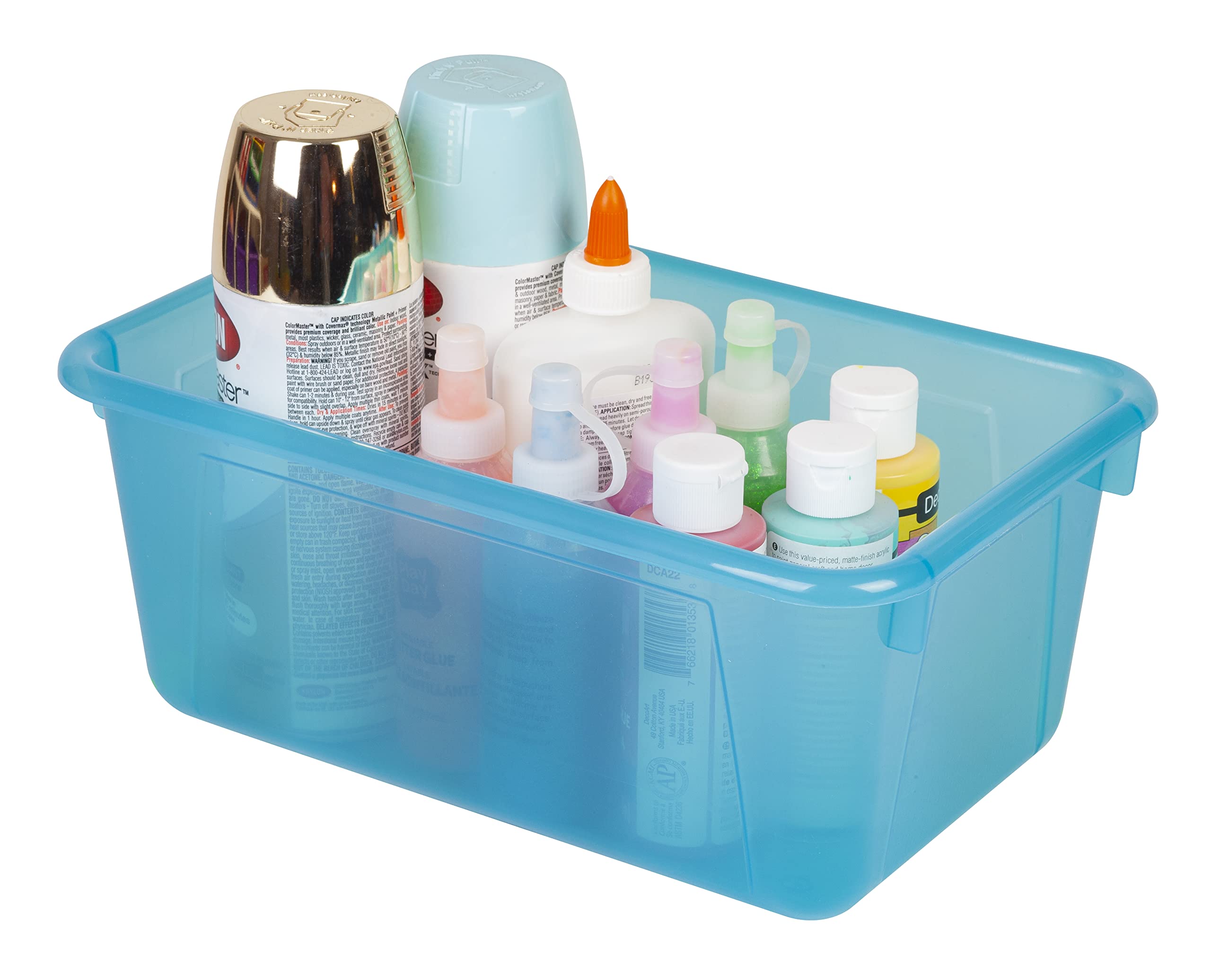Storex Small Cubby Bin Organizer, 12.2 x 7.8 x 5.1 Inches, Set of 5, Candy Teal Color (62480U05C) - Perfect for Classroom, Office, Home Storage & Kids Toy Organization
