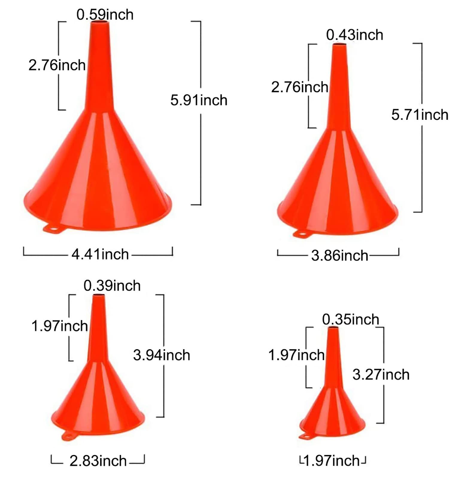 KAKO 5-Pack Automotive Funnels Set - Wide Mouth Large Funnel for Oil Change, Fuel Transfer & Fluid Maintenance | Durable Car Accessories for DIY Mechanics & Garage Use