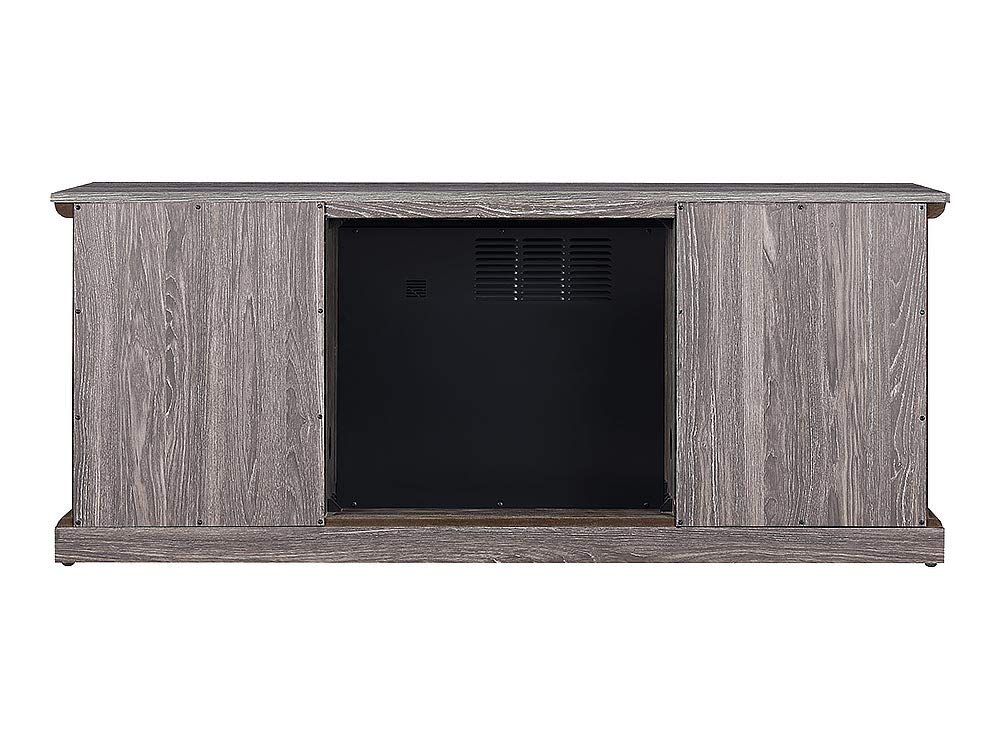 Walden Media Entertainment Console TV Stand - Weathered Gray Raw Wood Finish with Built-in Fireplace - Perfect for Living Room, Home Theater & Cozy Spaces