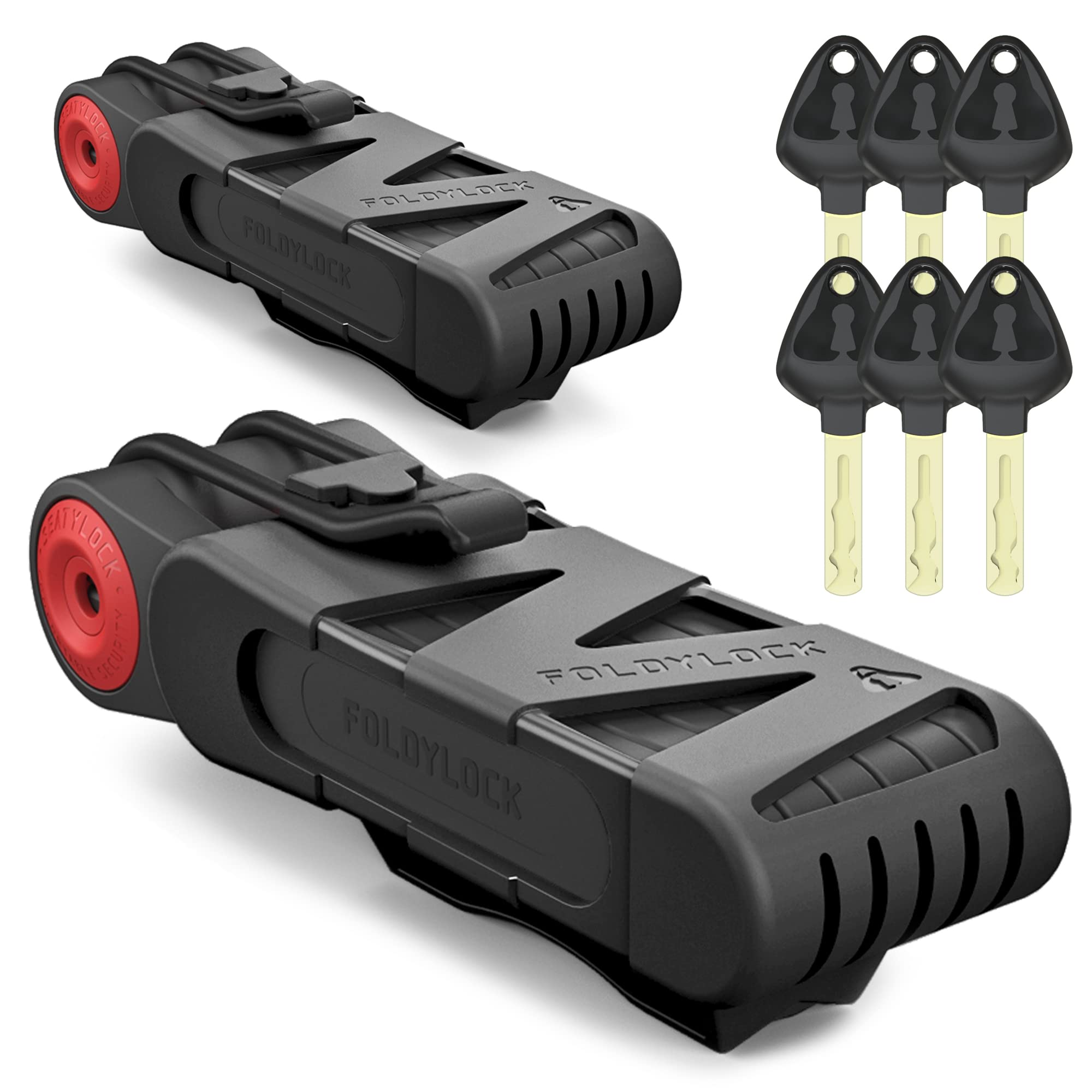 Seatylock FoldyLock Classic Folding Bike Lock Set - Heavy Duty Anti-Theft Bicycle Security with 2 Patented Locks & 6 Keys - 37.4