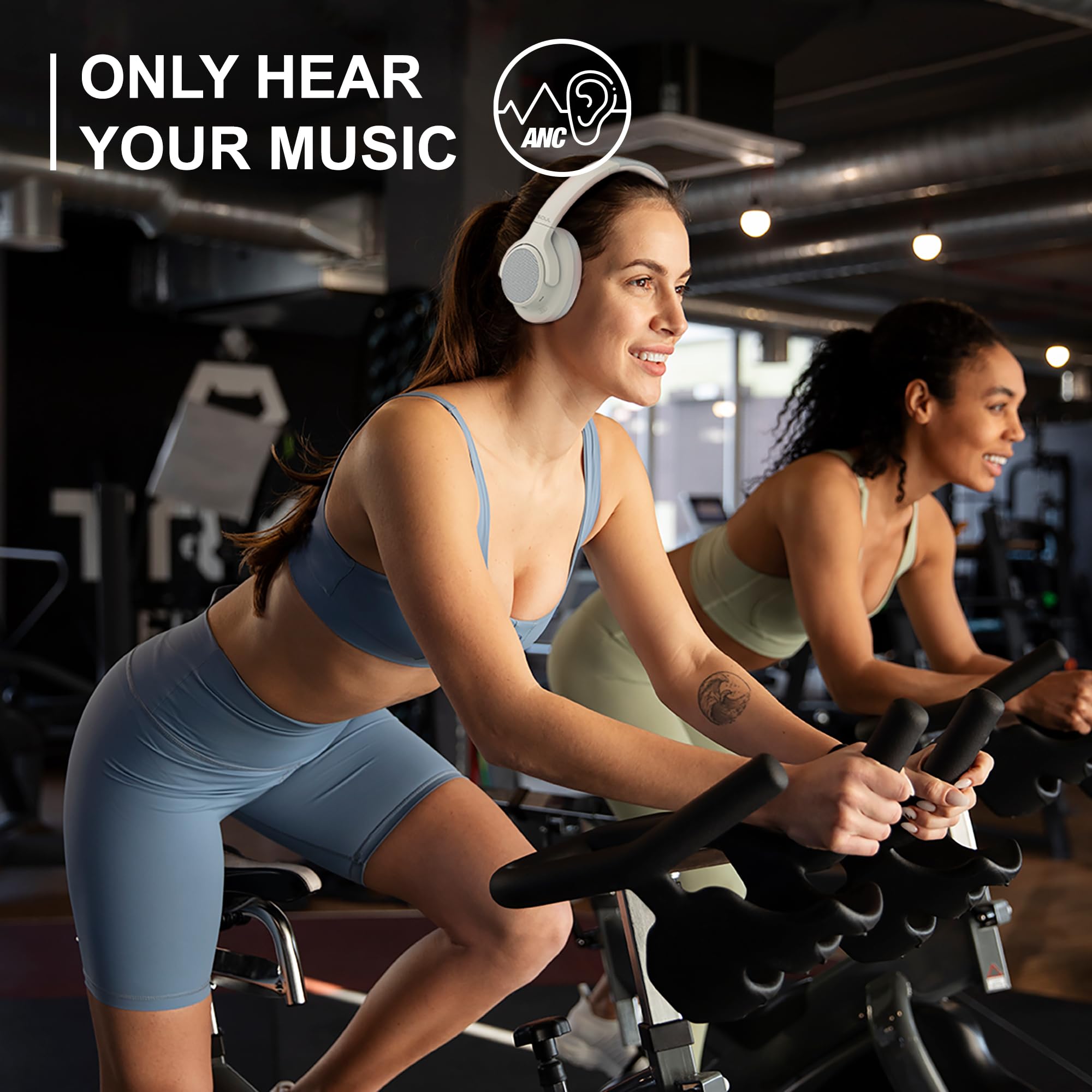 Soul Ultra Wireless Over-Ear Bluetooth Headphones with Active Noise Cancelling, 100H Playtime, USB-C Fast Charging, Hi-Res Audio & Deep Bass - Perfect for Travel, Workout, Gym & Commuting (Beige)