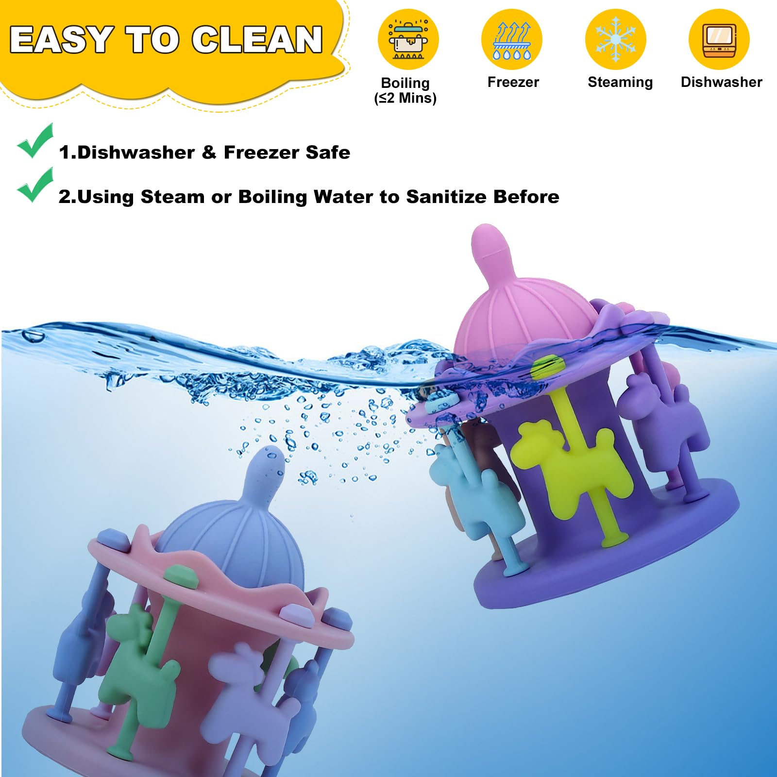 DDMY Silicone Baby Teether Toy - Safe for 0-12 Months, Perfect Gift for Girls & Boys - Great for Teething Relief & Playtime