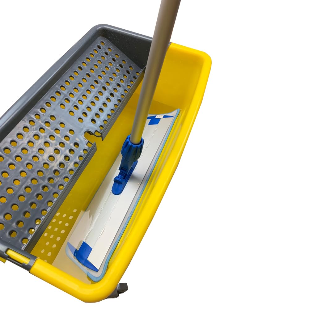42-Liter Heavy-Duty Window Cleaning Flat Mop Bucket with Wheels - Multi-Compartment Microfiber Self-Cleaning System - Compact Design for Easy Floor Mopping - Perfect for Home, Office, and Commercial Cleaning