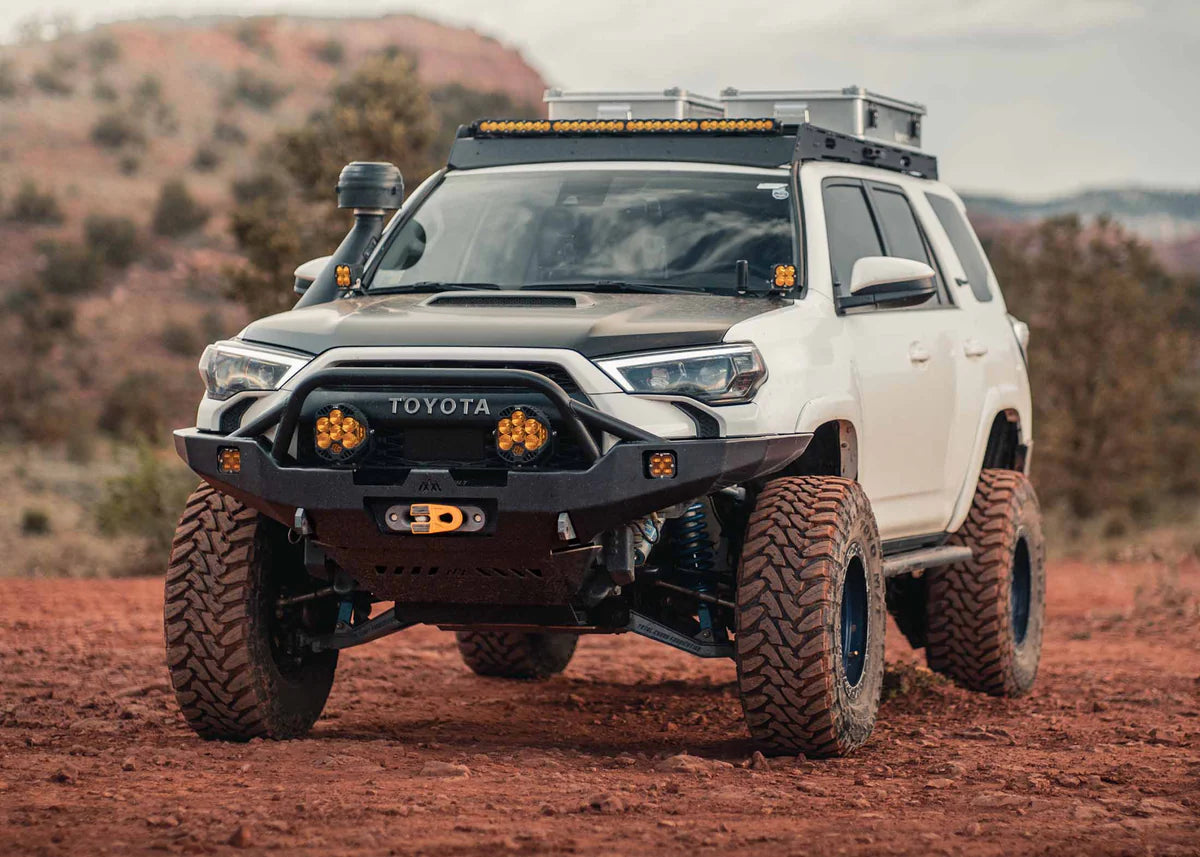 2020-2024 Toyota 4Runner Heavy Duty Bull Bar Front Bumper | Off-Road Adventure PreRunner Mod | Overlanding & Hi-Lite Protection for Trail Driving & Camping