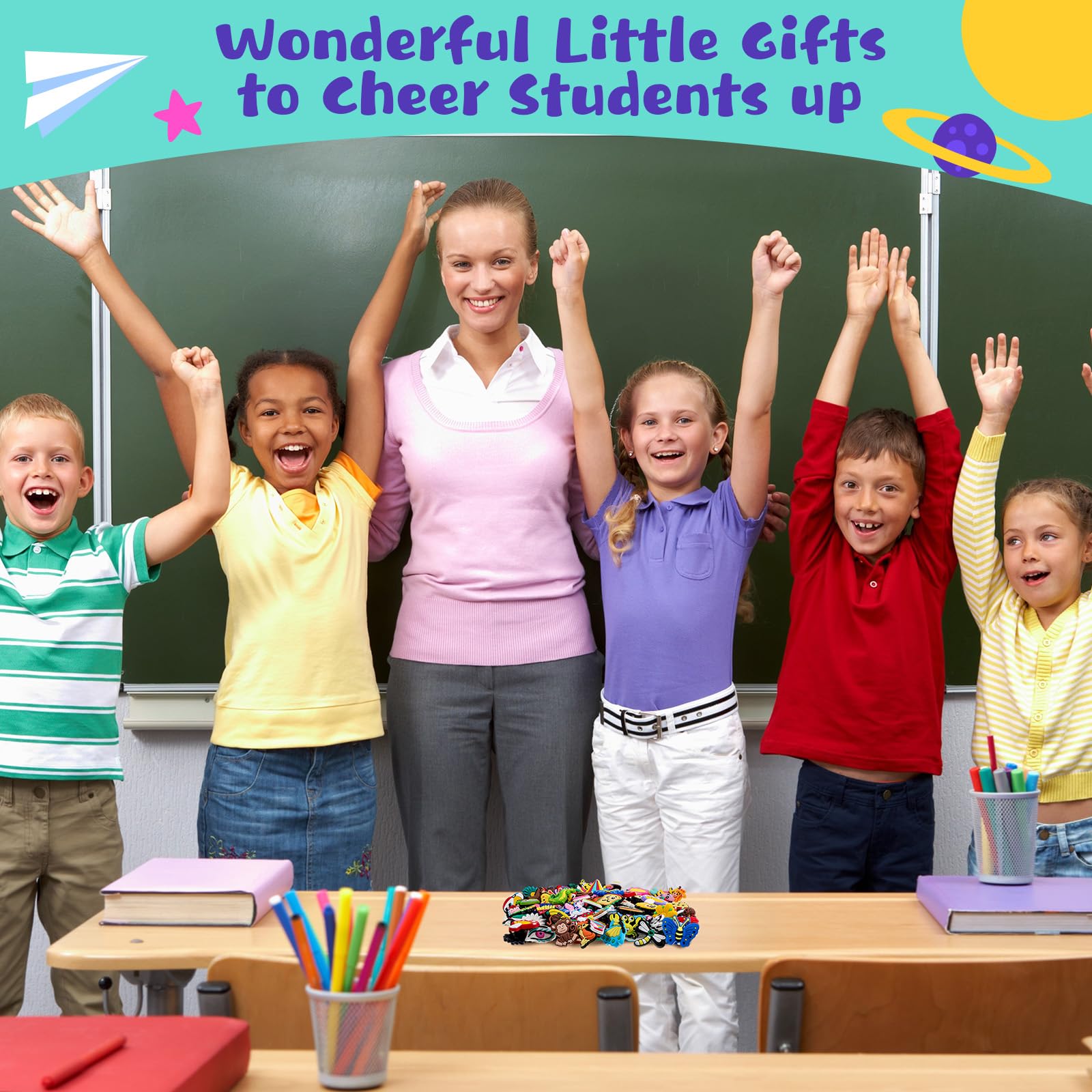 Seajan Bulk Pencil Charms for Kids - Fun Food-Themed Pencil Toppers & Clips - Classroom Rewards, Student Gifts, Halloween Prizes & Christmas Decorations - Perfect for School Supplies, Party Favors, and Arts & Crafts Projects