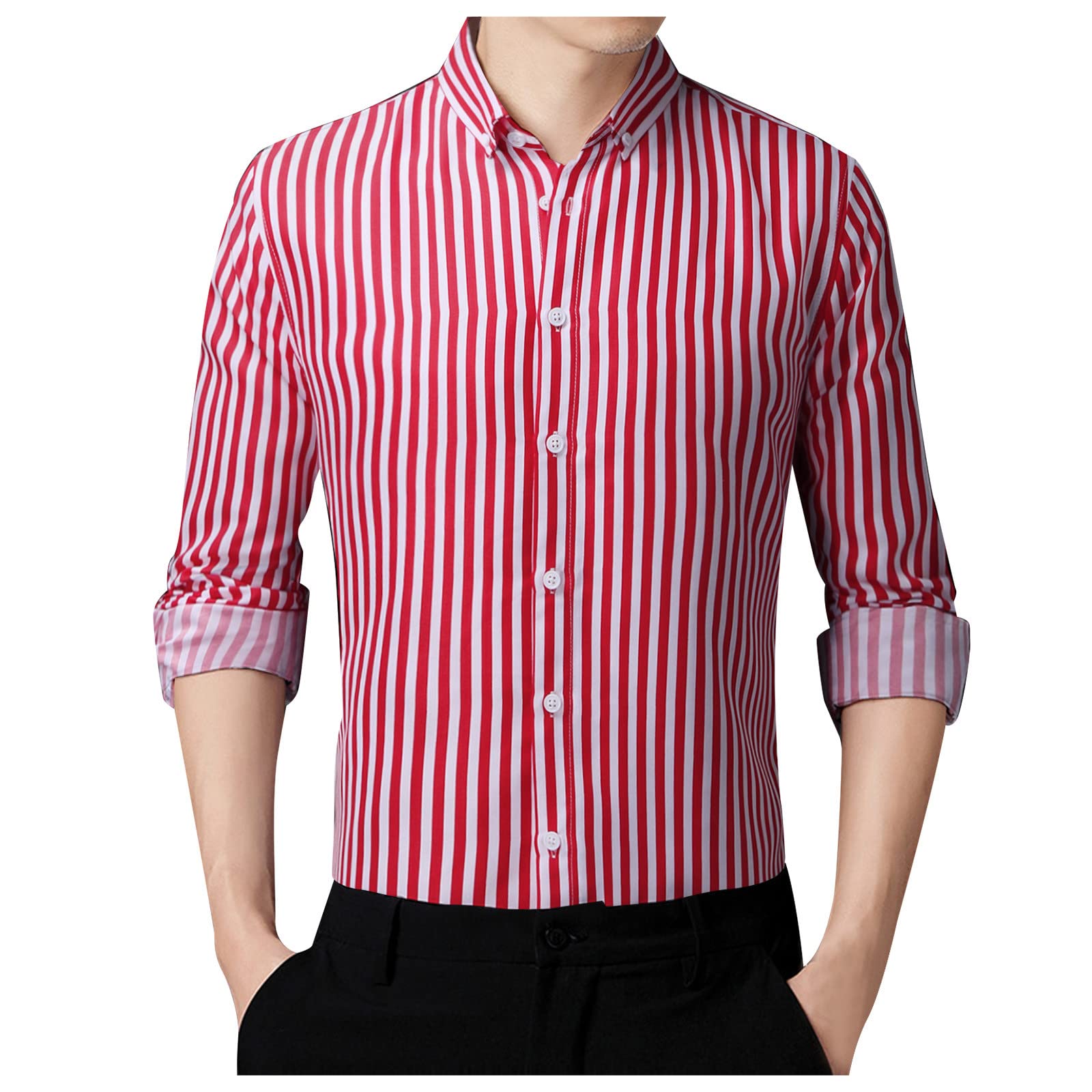 Men's Slim Fit Striped Cotton Shirt - Korean Fashion for Casual Wear
