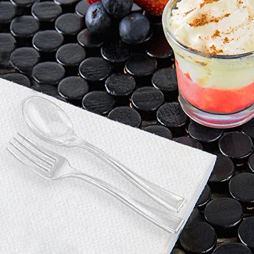 Premium Clear Plastic Dessert Cutlery Set - 960 Disposable Mini Spoons & 960 Forks - Heavy Duty Bulk Flatware for Birthday Parties, Weddings, Catering & Special Events - Perfect for Dessert Tables, Buffets & Large Gatherings