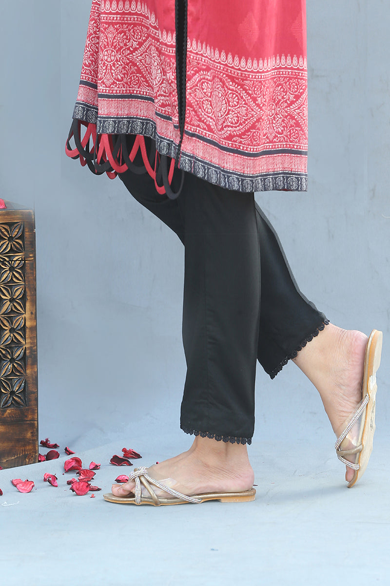 Lacy Straight Pants for Women - Elegant Office & Casual Wear - Comfortable Stretch Fabric - Perfect for Work, Dates & Travel