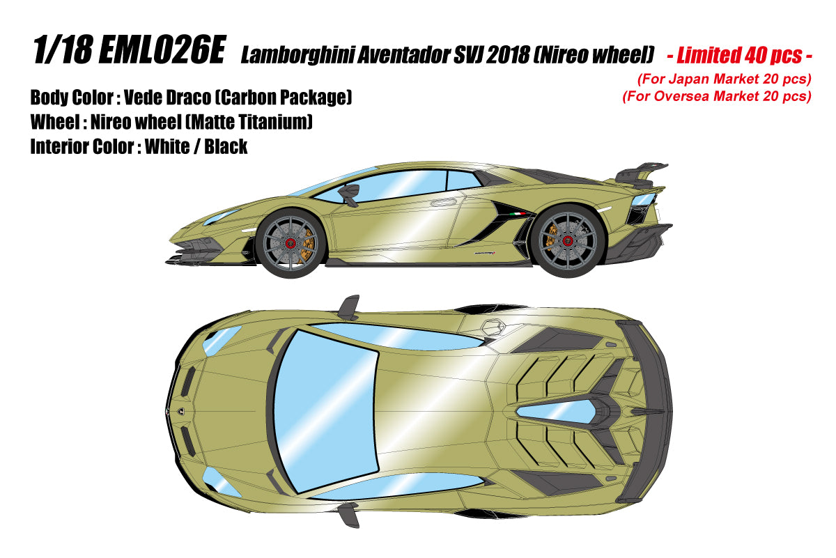 EIDOLON 1:18 Scale Lamborghini Aventador SVJ 2018 Diecast Model Car with Nireo Wheels - Collectible Sports Car for Display, Gifts & Racing Enthusiasts