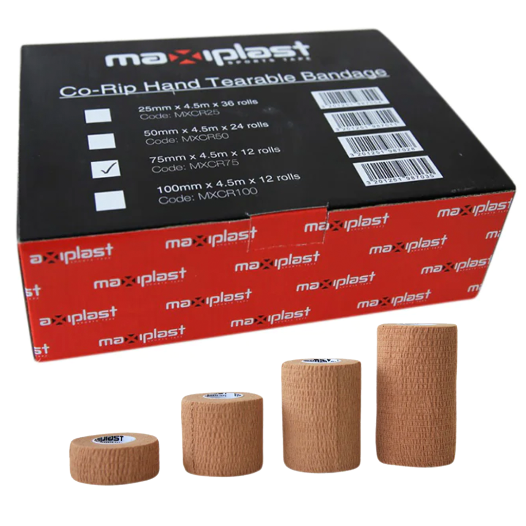 Maxiplast Co Rip Hand Tearable Bandage - Self-Adhesive First Aid Wrap for Cuts, Wounds & Sports Injuries - Perfect for Home, Gym & Outdoor Emergency Kits