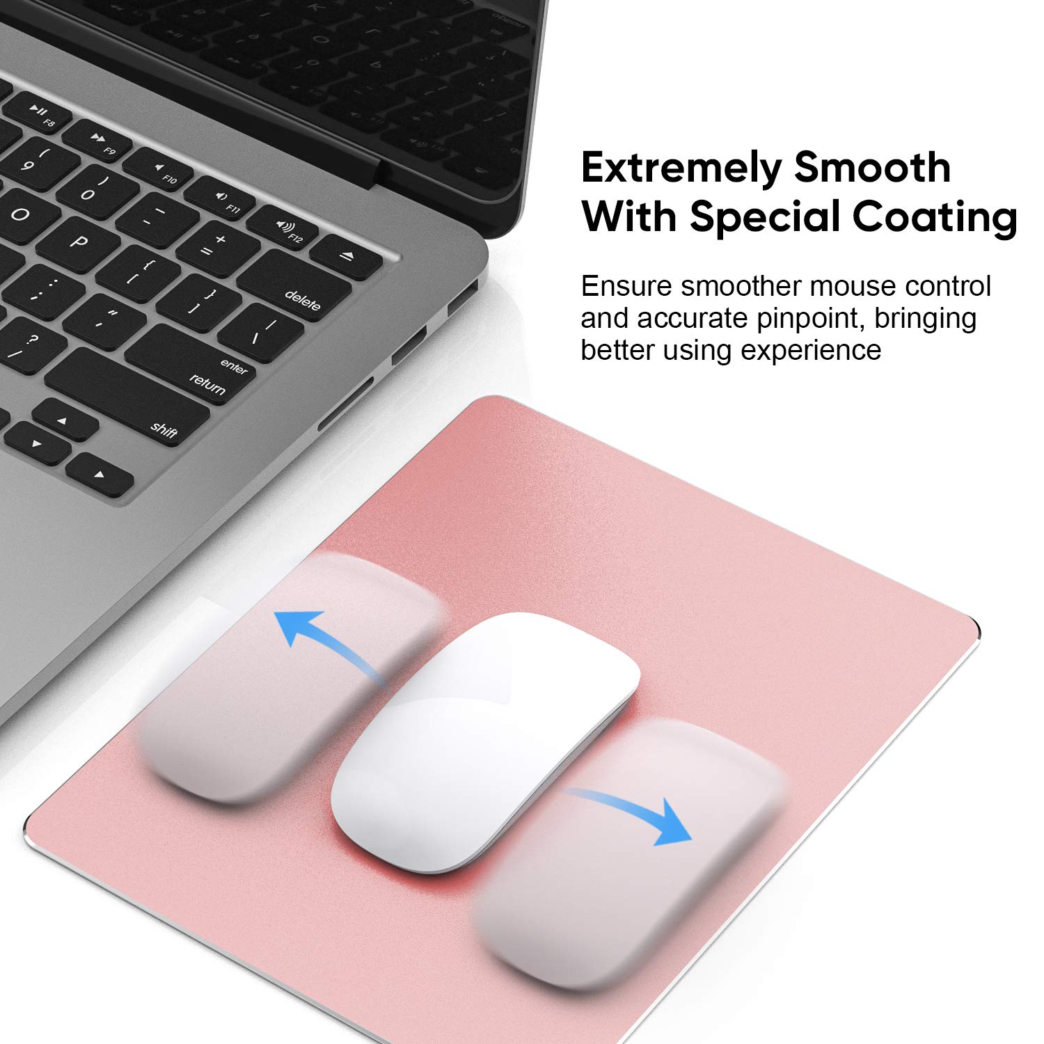 Premium Rose Gold Hard Metal Aluminum Mouse Pad - Dual-Side Waterproof, Fast & Accurate Control - Ideal for Office Work, Home Use & Gaming (Small Size 9