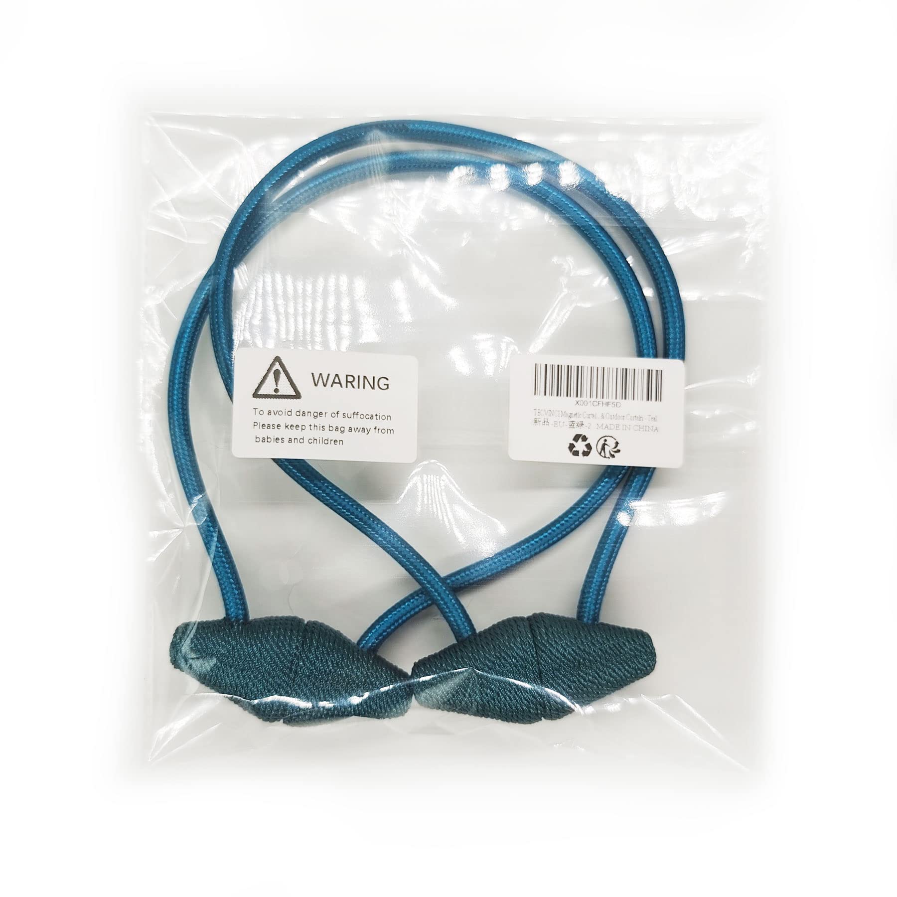 Upgraded Magnetic Curtain Tiebacks with Stronger Magnets - 2 Pack 16 Inch Drapery Holdbacks for Indoor & Outdoor Use (Teal) - Perfect for Living Room, Bedroom, and Patio Decor