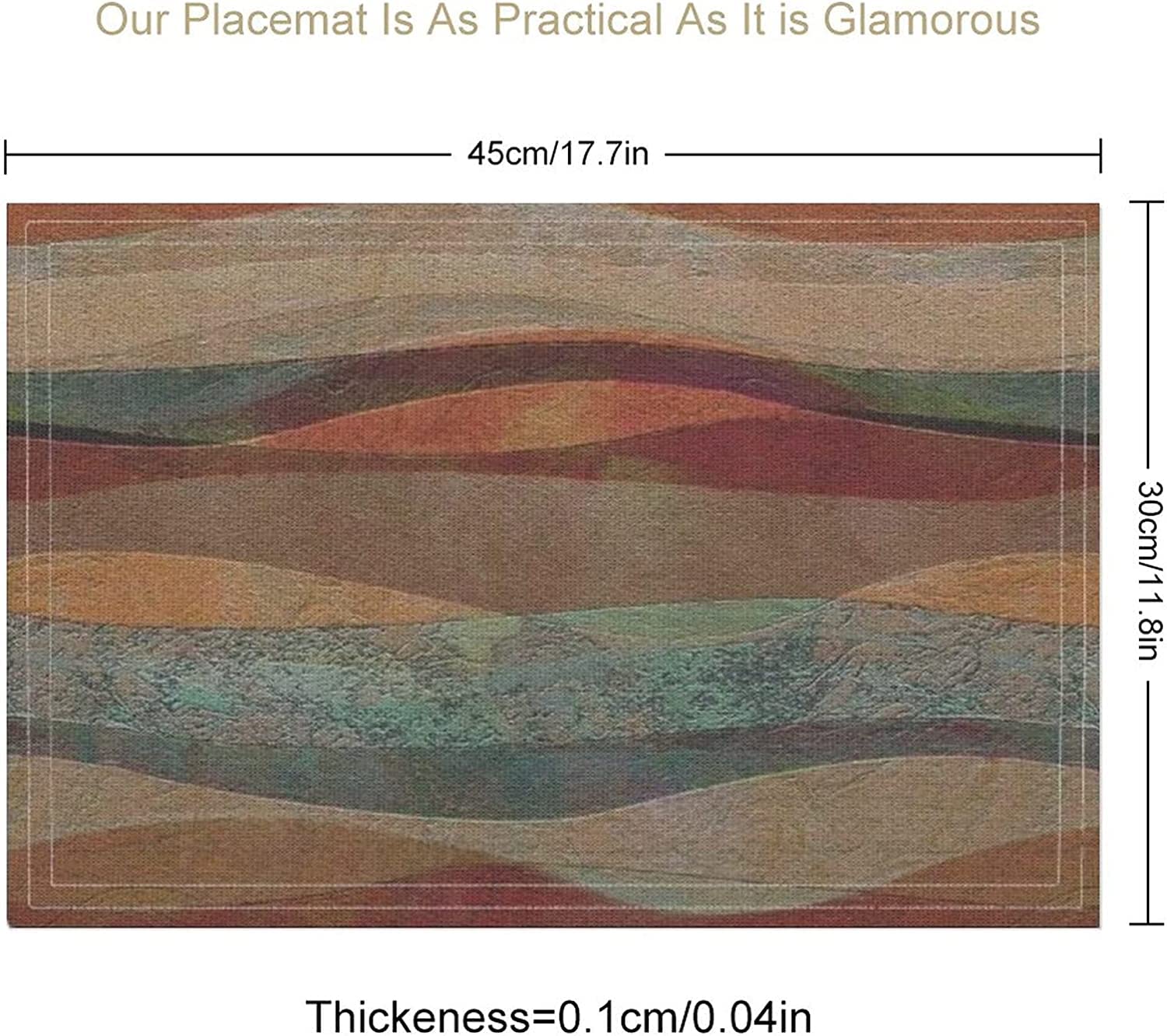 Southwestern Placemats Set of 4 - Heat Resistant & Washable Dining Table Mats with Travertine Sandstone Stripes & Turquoise Arizona Pattern - Perfect for Southwestern Decor, Kitchen, and Dinner Parties