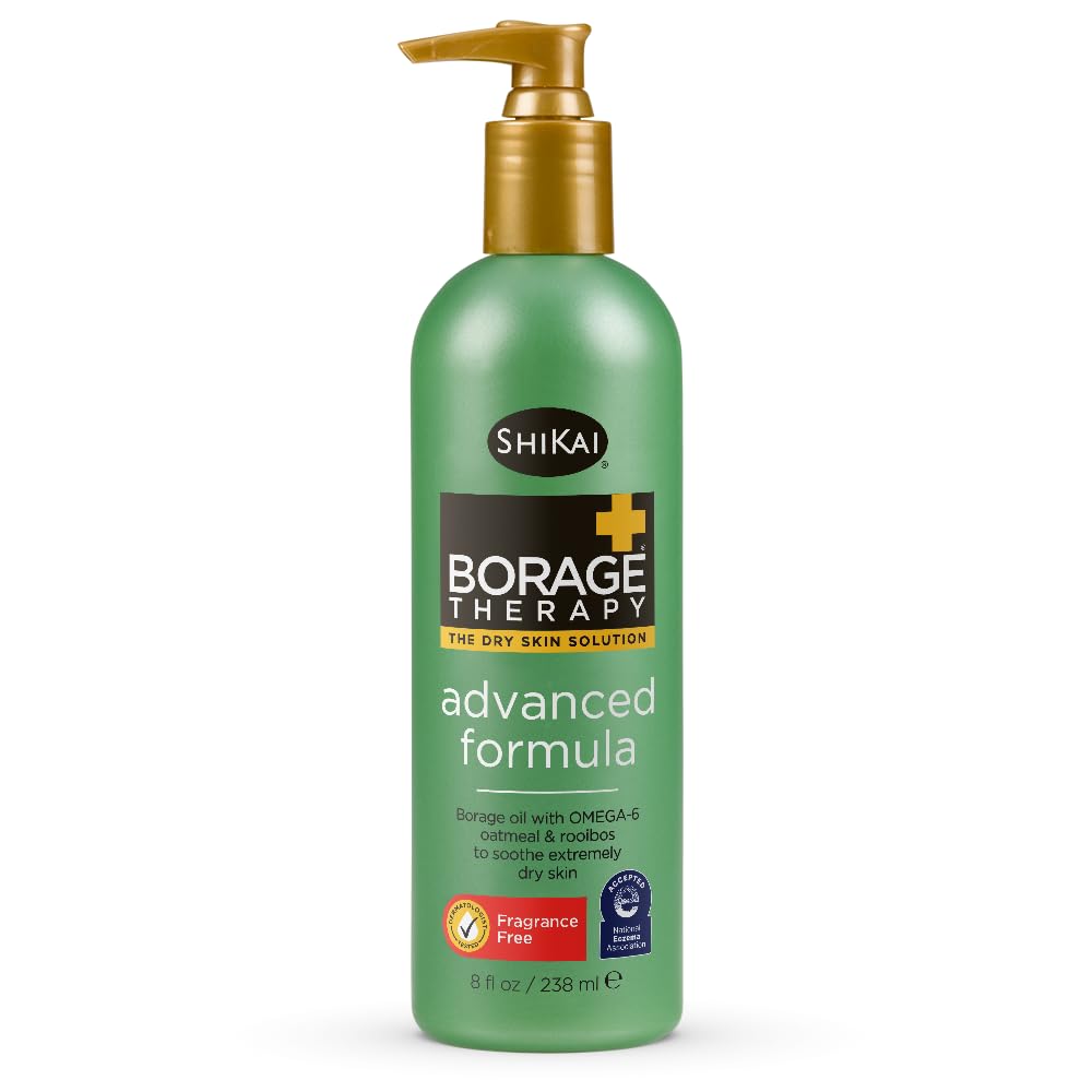 ShiKai Borage Therapy Body Moisturizer - Fragrance Free Hydrating Lotion for Dry Skin (8 oz) | Advanced Formula with Oatmeal & Shea Butter | Perfect for Daily Moisturizing, Hand Care & Body Hydration