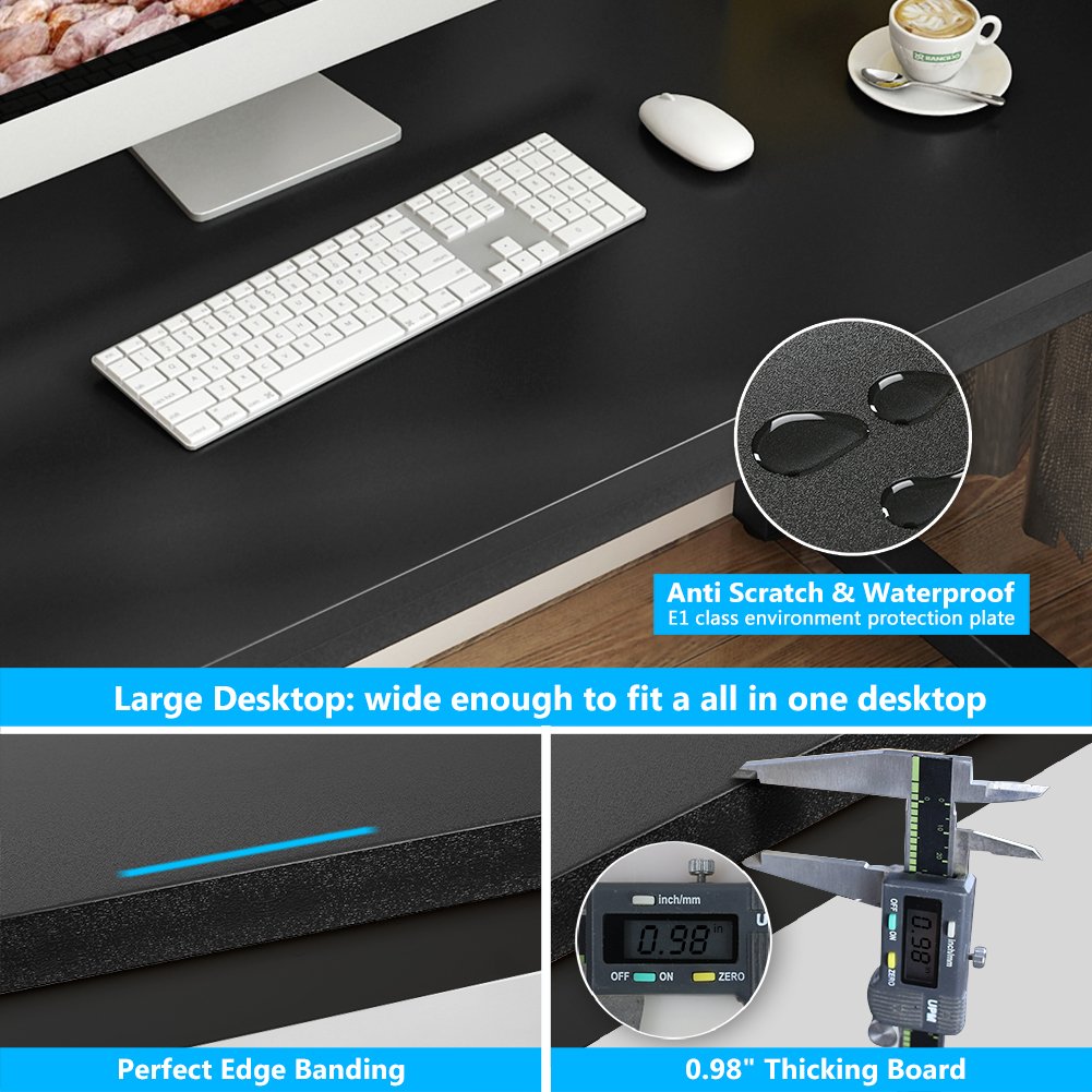 Tribesigns 55 Inch Large Computer Desk - Sturdy Office Desk with Black Frame for Home Office, Study, and Writing | Perfect for Work, Gaming, and Remote Learning