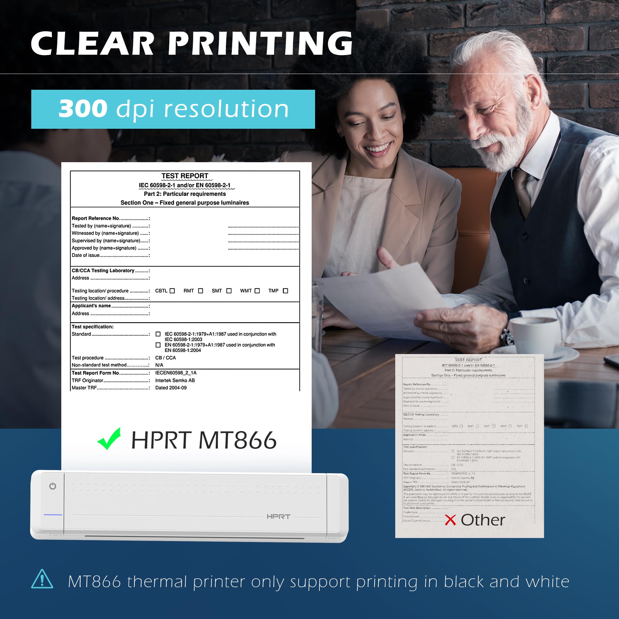 HPRT Upgraded MT866 Wireless Thermal Printer - Portable 8.5