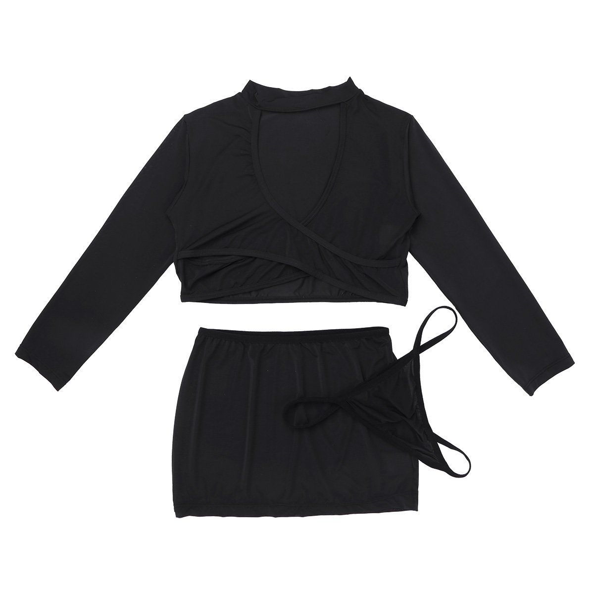 iiniim Women's Sexy Secretary Outfit - Crop Top & Mini Skirt Lingerie Set for Roleplay, Cosplay & Halloween Costume | Office Party & Boudoir Wear