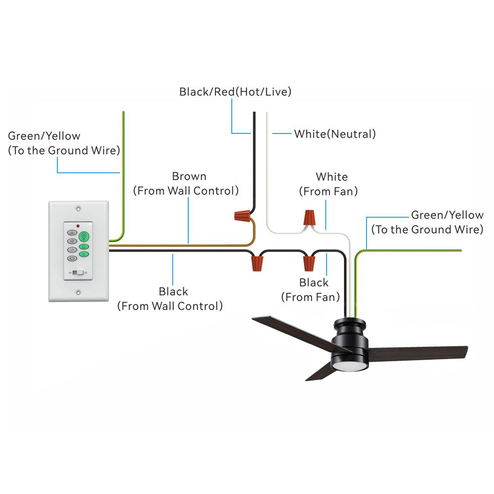 52 Inch Flush Mount Ceiling Fan with LED Light and Remote Control - Modern Low Profile Design for Bedroom, Living Room, Office - Energy Efficient Quiet Operation with Wall Switch