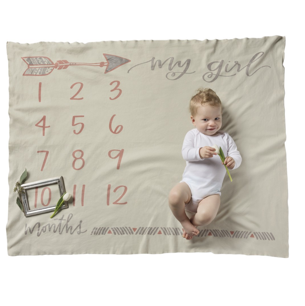 My Girl First Years Milestone Baby Blanket - Soft Keepsake for Newborn, 1st Birthday & Photo Shoots | Perfect Baby Shower Gift & Nursery Decor