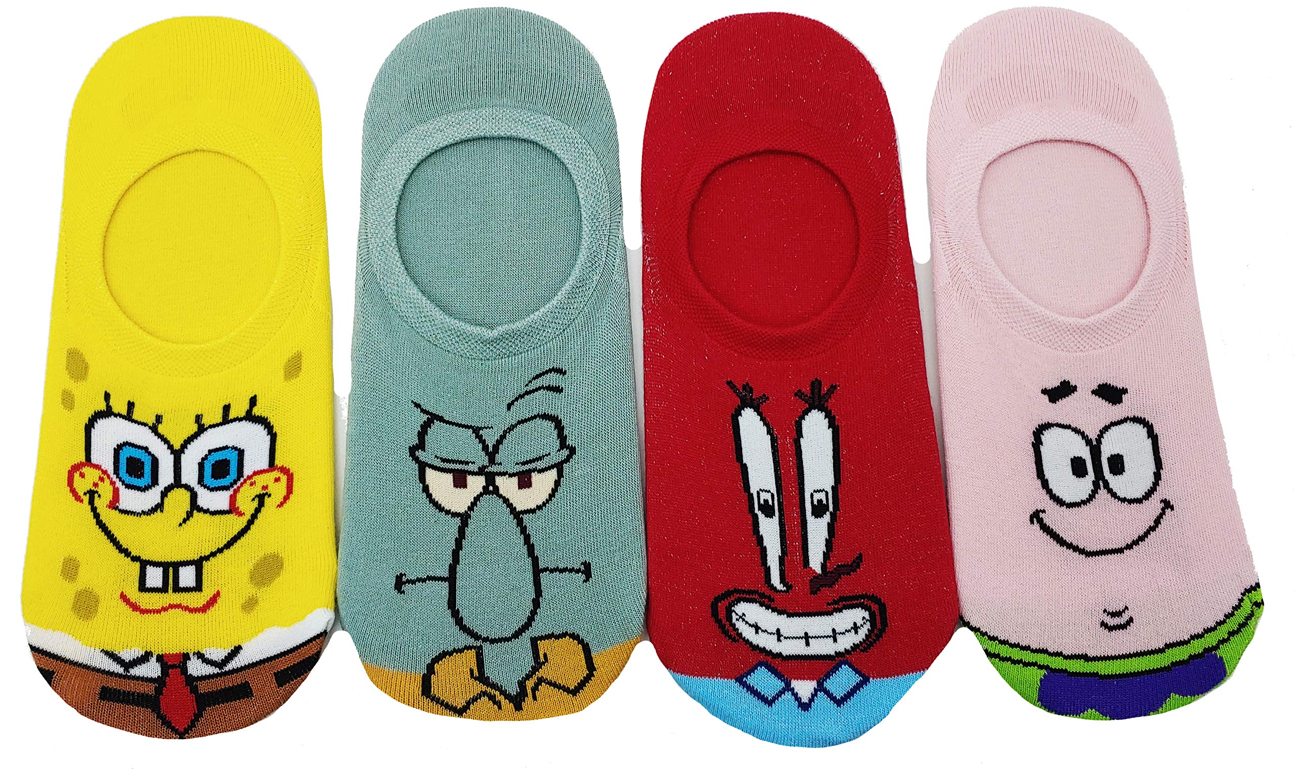 JJMax Women's Spongebob Squarepants Cartoon Socks - Soft Cotton Blend Ankle Socks for Casual Wear, Cosplay & Gifts - Fun Nickelodeon Character Socks for Women & Teens