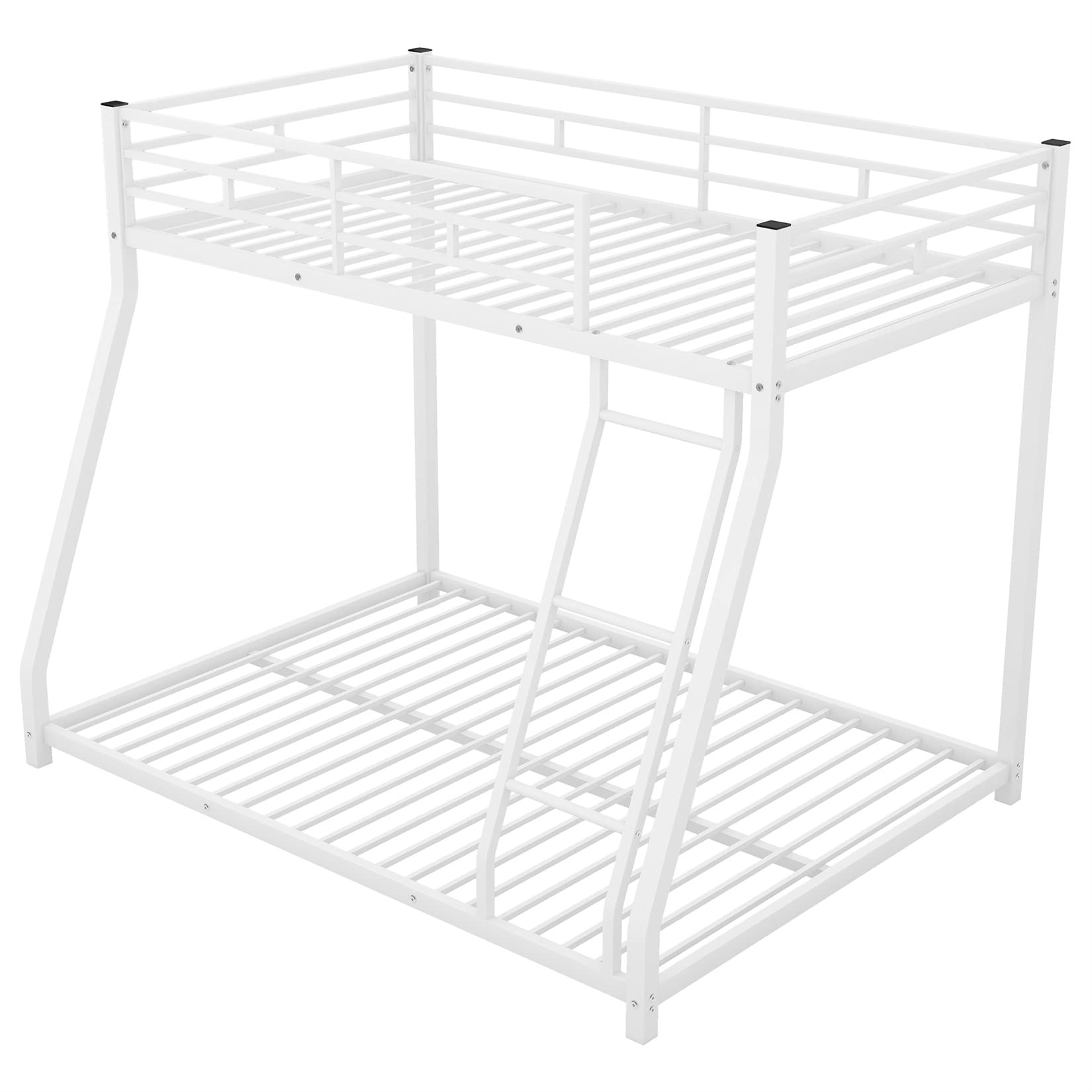 Sturdy Twin Over Full Bunk Bed with Steel Frame & Headboards - Space-Saving Kids, Toddler & Teen Bunk Bed in White - Perfect for Small Bedrooms, Guest Rooms & Shared Kids' Rooms