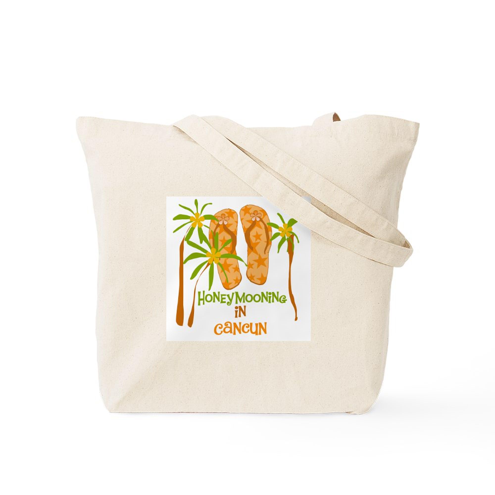 Honeymoon Cancun Tote Bag - Natural Canvas Reusable Shopping Bag for Beach, Travel & Groceries | Eco-Friendly & Durable