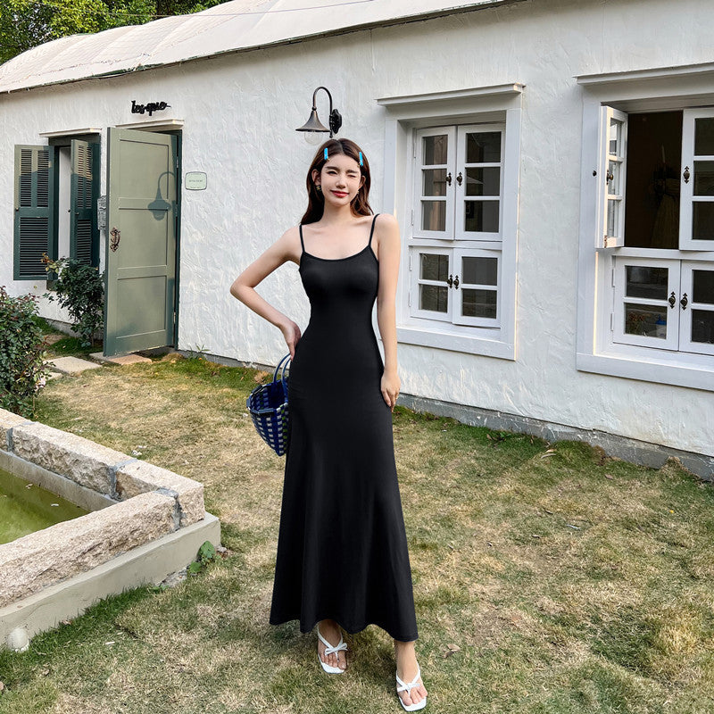 Women's Stretchy Spaghetti Strap Mermaid Maxi Dress for Summer - Beach Wedding, Vacation & Party Wear