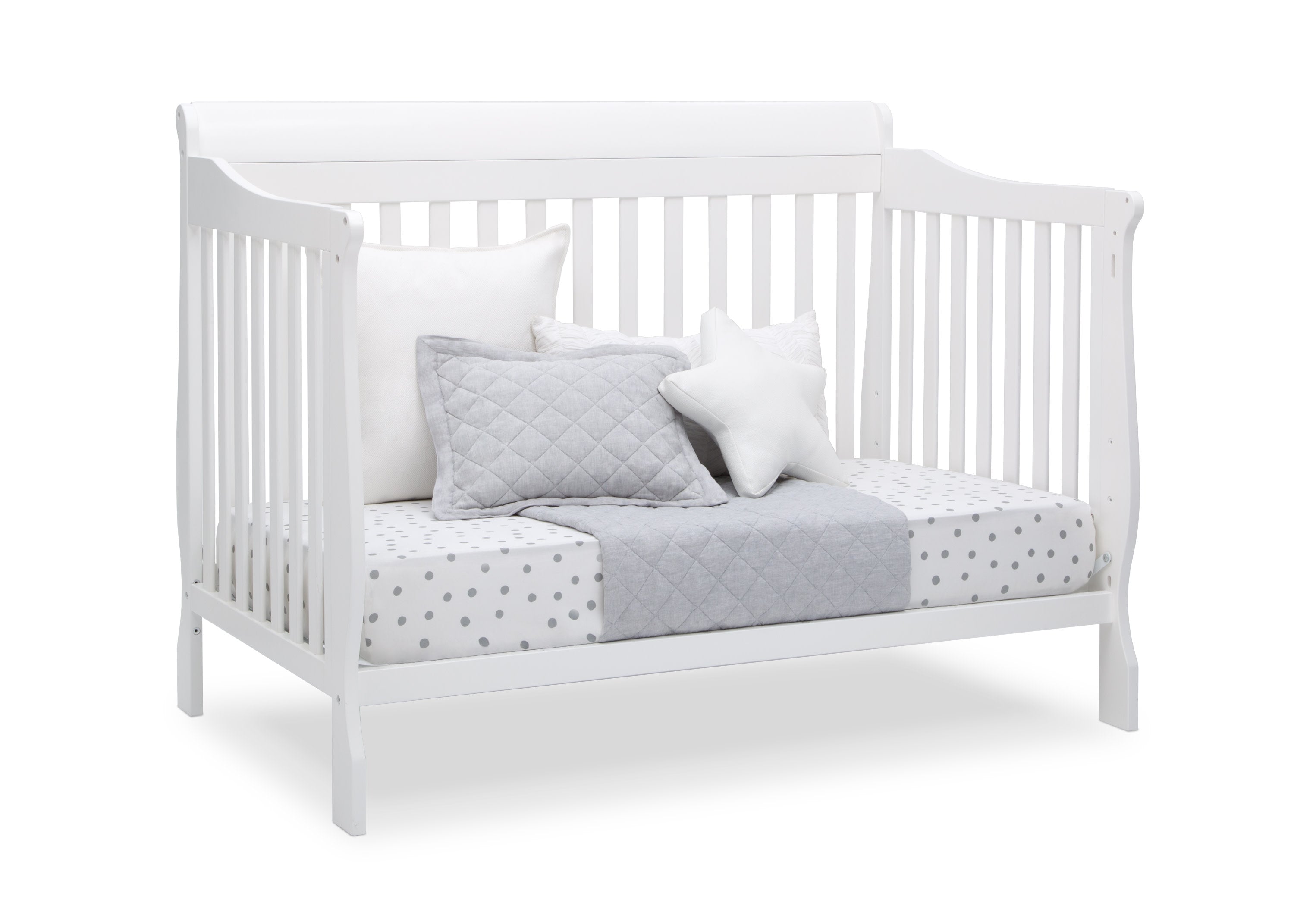 6-in-1 Convertible Baby Crib with Toddler Bed Conversion - Canton White Nursery Furniture for Newborn to Teen - Perfect for Small Spaces & Modern Nurseries