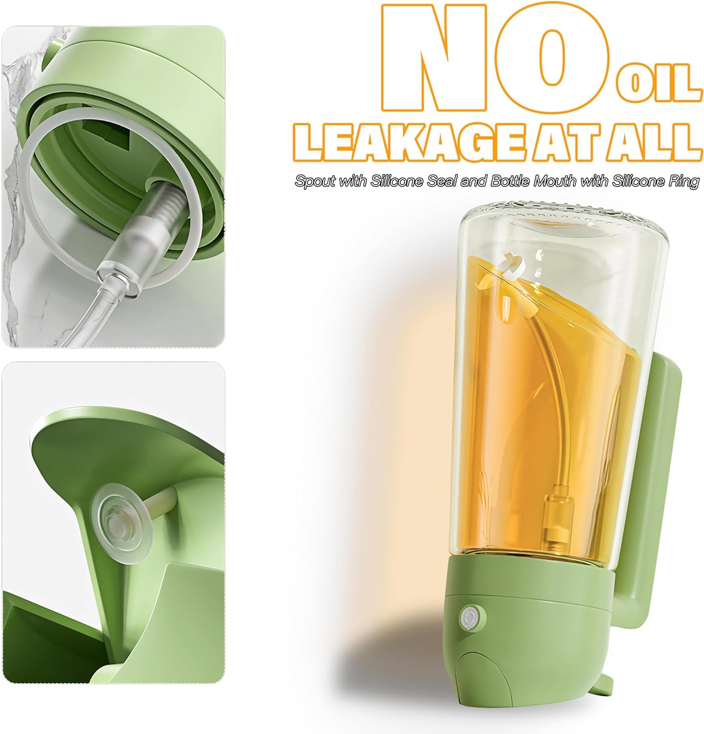 2 in 1 Glass Oil Sprayer & Dispenser - 16oz Food-Grade Kitchen Oil Spray Bottle with Pourer for Cooking, Salad Dressing & Frying - Perfect for Healthy Cooking & Meal Prep (Black)