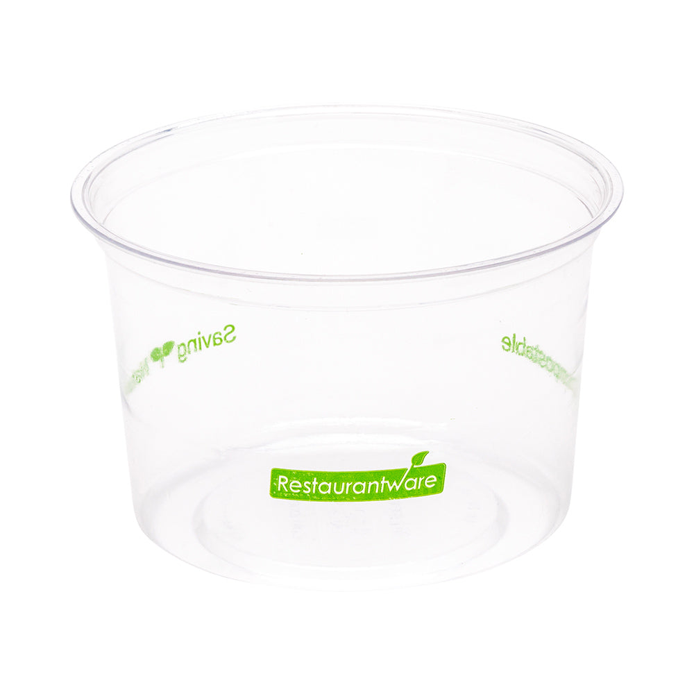 Eco-Friendly 16 oz Clear Round Plastic Deli Containers - Compostable Food Storage (4.75