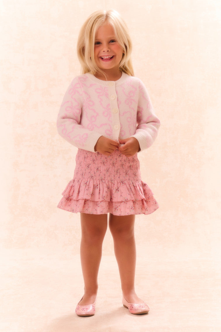 Girls' Marlowen Bow Print Cardigan - Cute Knit Sweater for Kids, Toddlers & Baby Girls - Perfect for School, Parties & Family Outings
