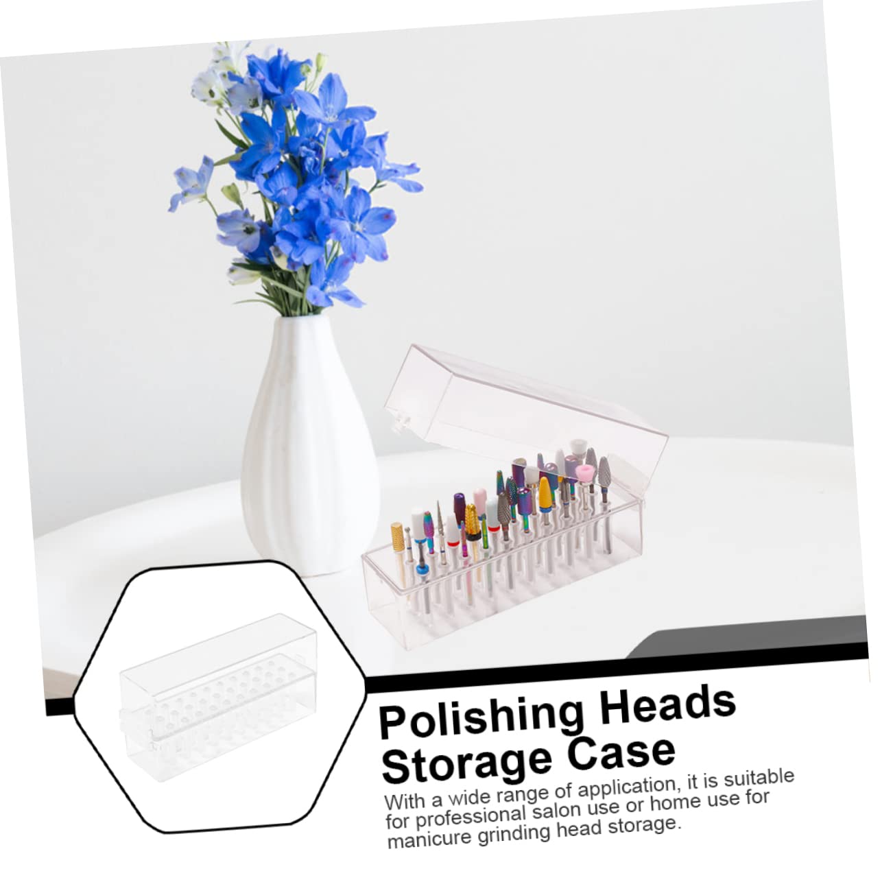 Beavorty 30-Hole Nail Drill Bits Organizer Box - Portable Storage Case for Manicure & Pedicure Drill Bits - Perfect for Salon Professionals & Home Nail Care