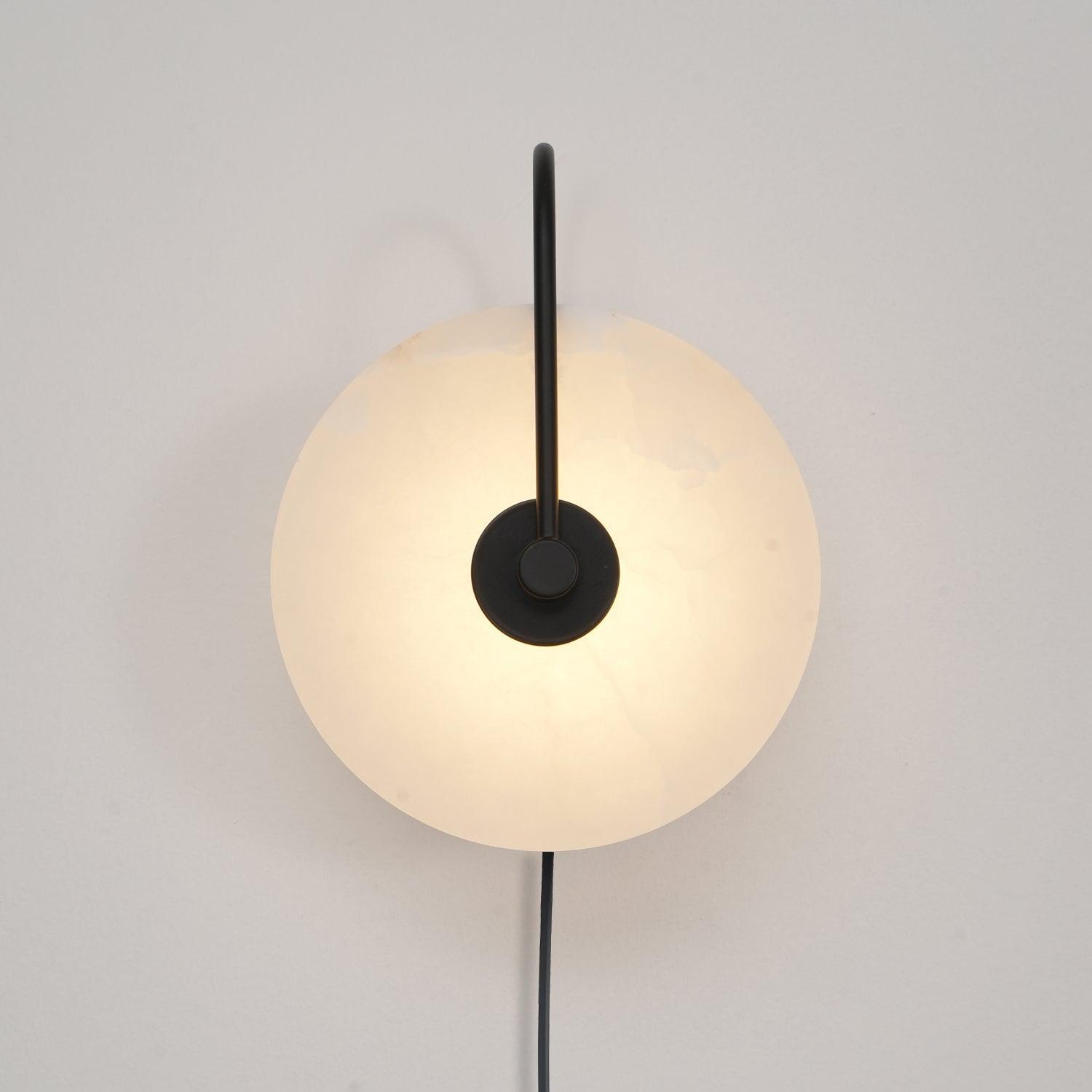 Alabaster LED Plug-In Wall Sconce Light - Modern Plug In Wall Lamp for Bedroom, Living Room, Hallway & Office Decor