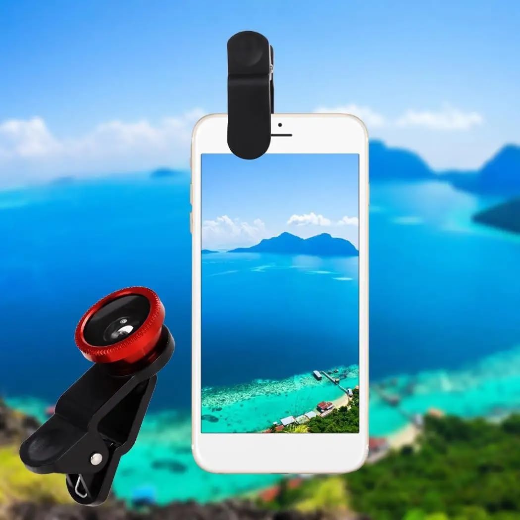 3-in-1 Professional Camera Lens Kit for iPhone & Android - Ultra Wide Angle, Fisheye & Macro Lenses - HD Mobile Photography & Videography Accessories - Perfect for Travel Vlogging, Nature Photography & Social Media Content Creation