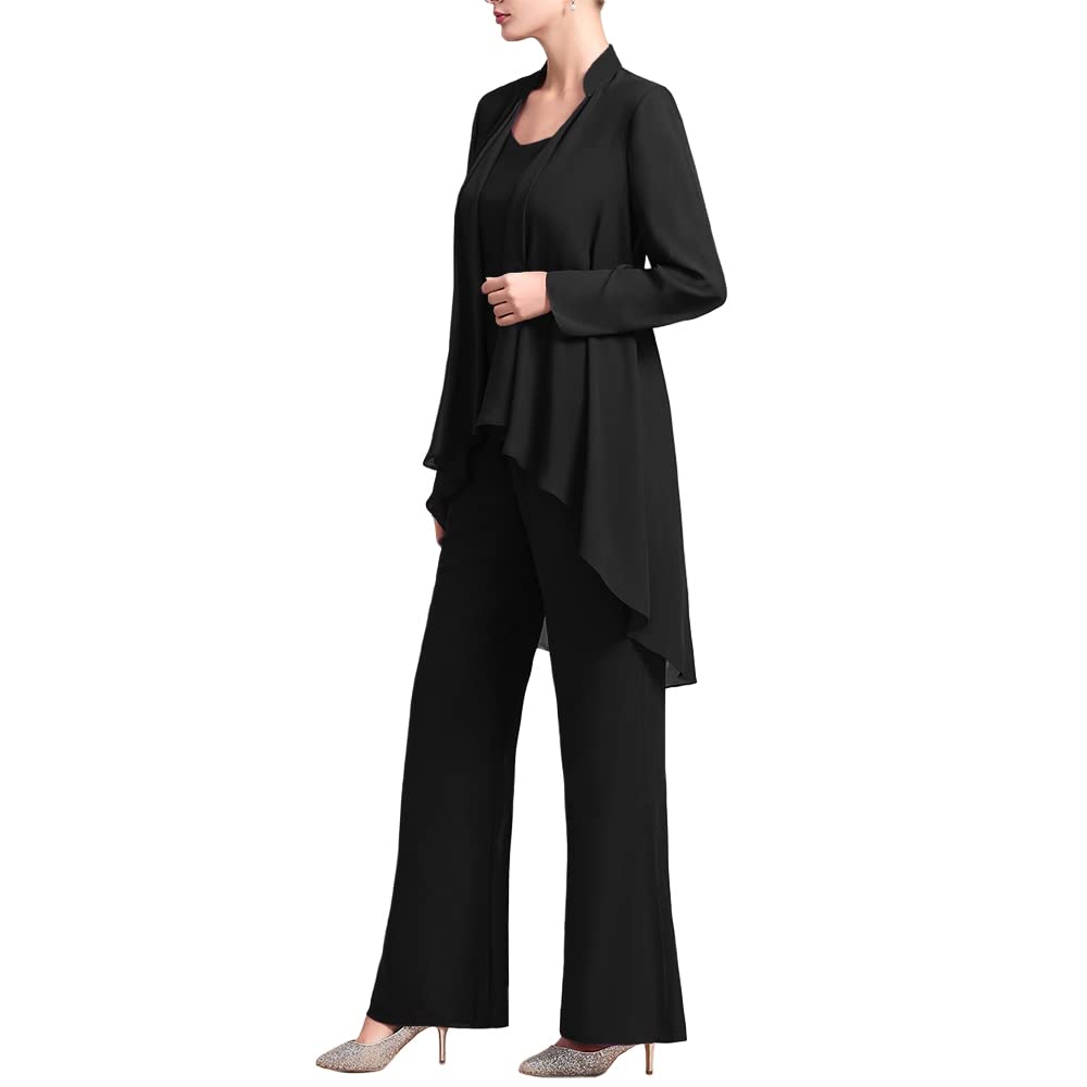 Zongqiven Women's 3-Piece Chiffon Pant Suit Set for Mother of The Bride - Elegant Wedding Guest Outfit for Evening Parties & Formal Occasions | Perfect for Weddings, Receptions, and Special Events