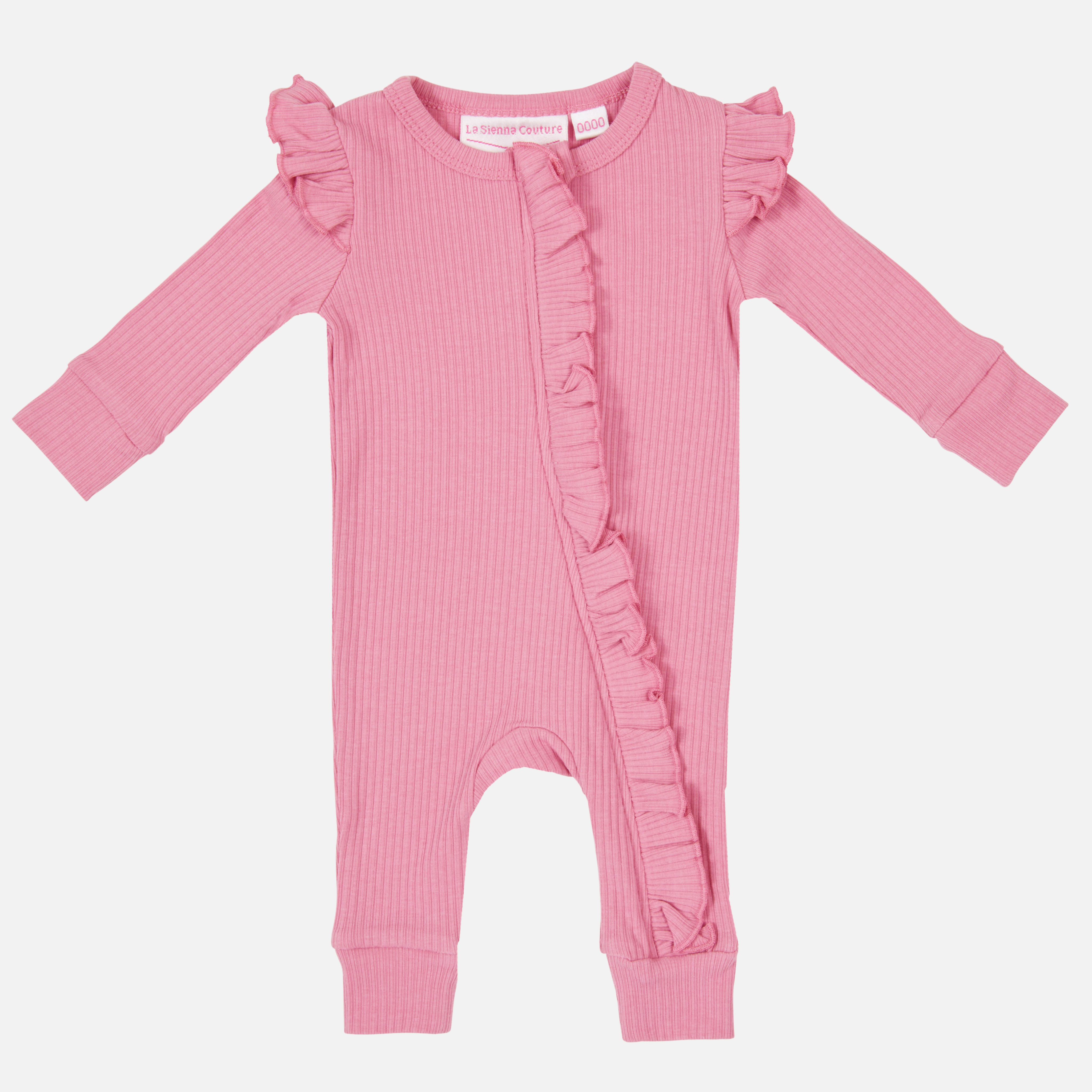 Cozy Frilly Zip Romper for Baby Girls - Soft & Comfortable Berry Bliss Outfit | Perfect for Playdates, Photoshoots & Special Occasions