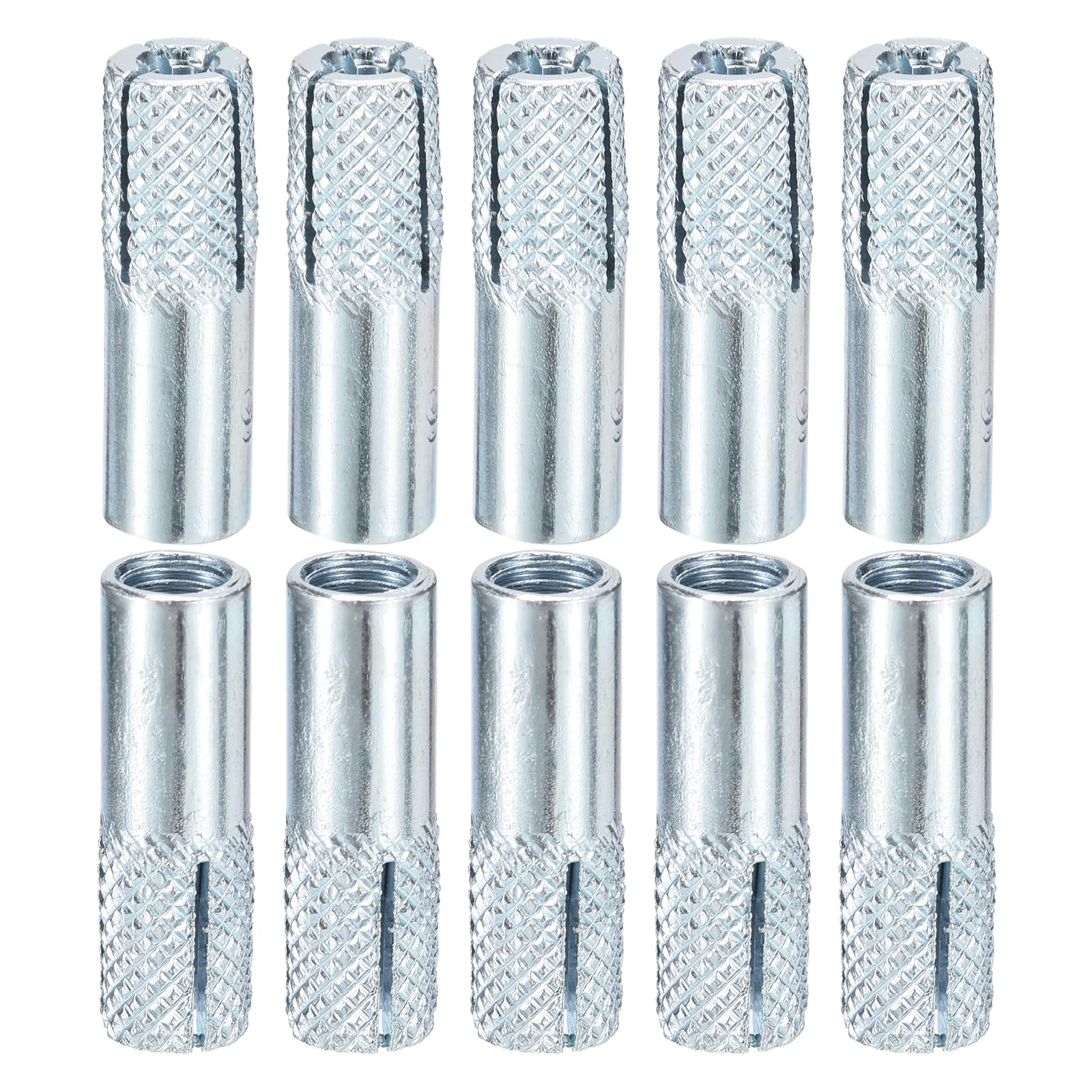 50 Pack M6 x 25mm Carbon Steel Drop-in Anchors - Heavy Duty Sleeve Anchors for Drywall, Hollow Bricks & Plaster - Silver Expansion Anchors for Home Improvement, Construction & DIY Projects
