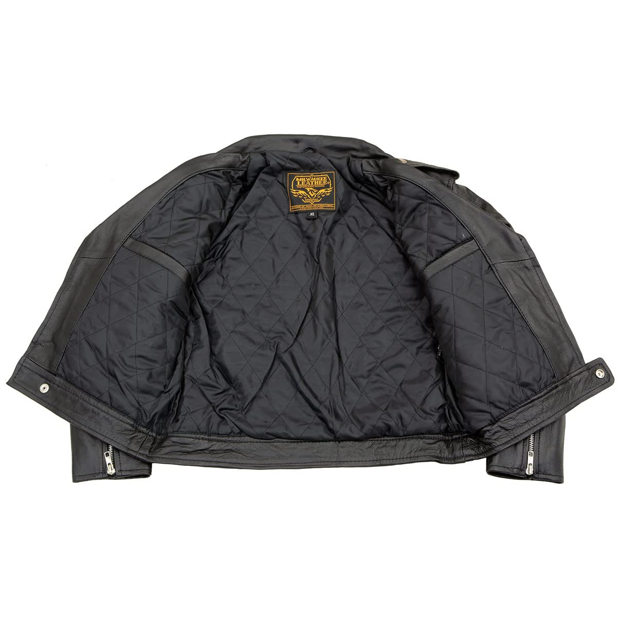Milwaukee Leather LKK1920 Boys Black Classic Biker Jacket with Patch Pockets | Motorcycle Riding Jacket for Teens & Youth | Perfect for Riding, Casual Wear & Outdoor Activities