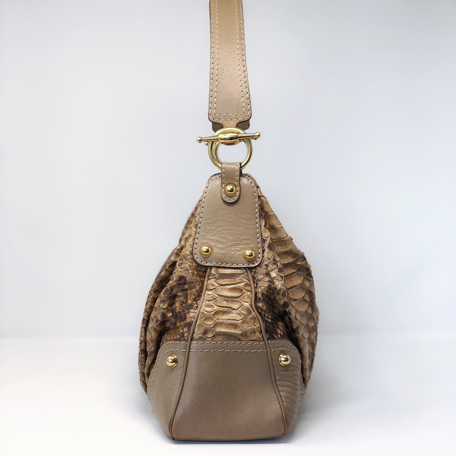 Gucci Brown Python Jockey Shoulder Bag for Women - Luxury Designer Handbag for Work, Travel & Evening Out