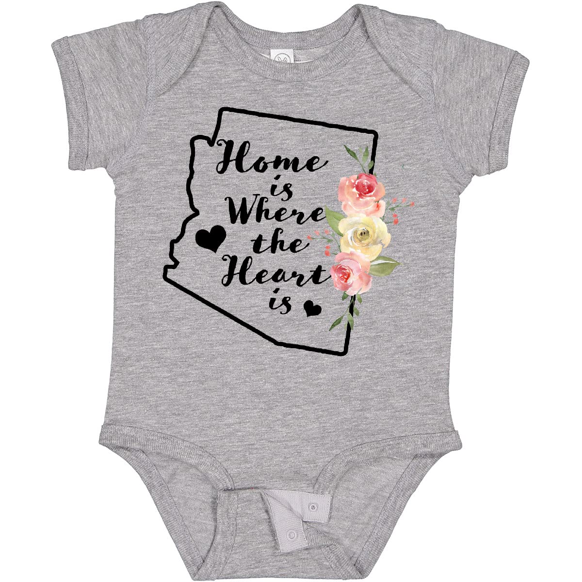 Inktastic Arizona Home is Where The Heart is Watercolor Baby Bodysuit - Soft Cotton Infant Onesie for Newborns, Baby Showers & Family Photos