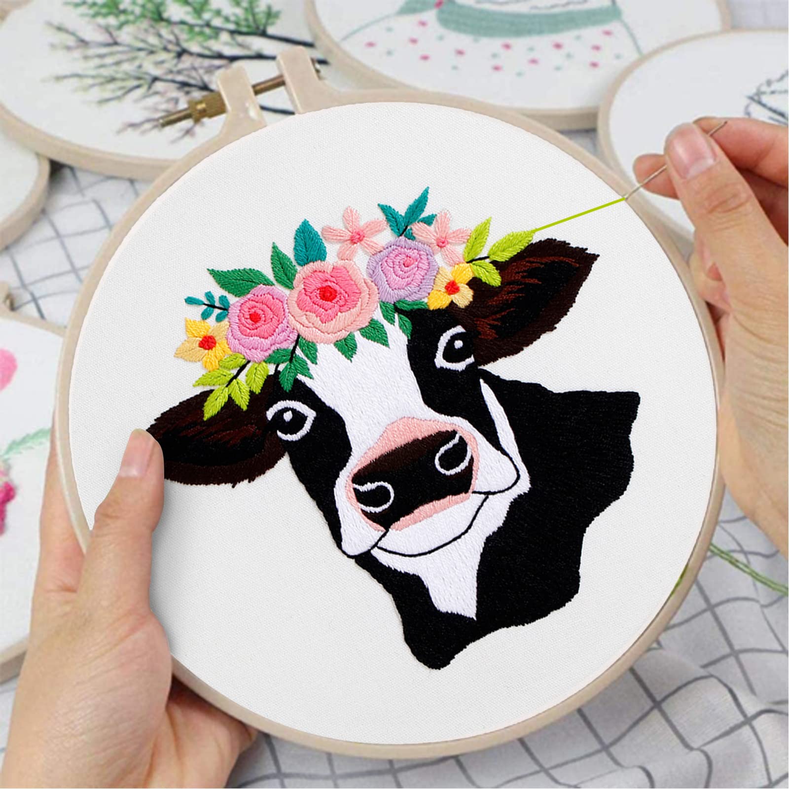 Louise Maelys Beginner Embroidery Kit for Adults - Complete Cross Stitch Starter Set with Fabric, Hoop, Needles, Threads & Instructions | DIY Craft Gift for Home Decor, Wall Art & Relaxation