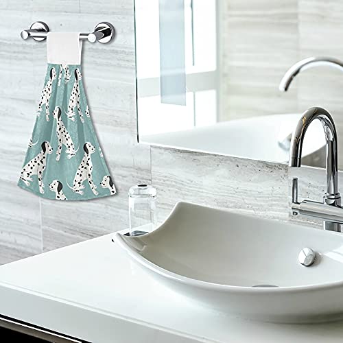 Premium Dalmatian Print Kitchen Towels Set of 2 - Soft Absorbent Blue Hand Towels with Hanging Loop for Bathroom, Dish Cloth & Oven Handle - Perfect for Cooking, Cleaning & Home Decor