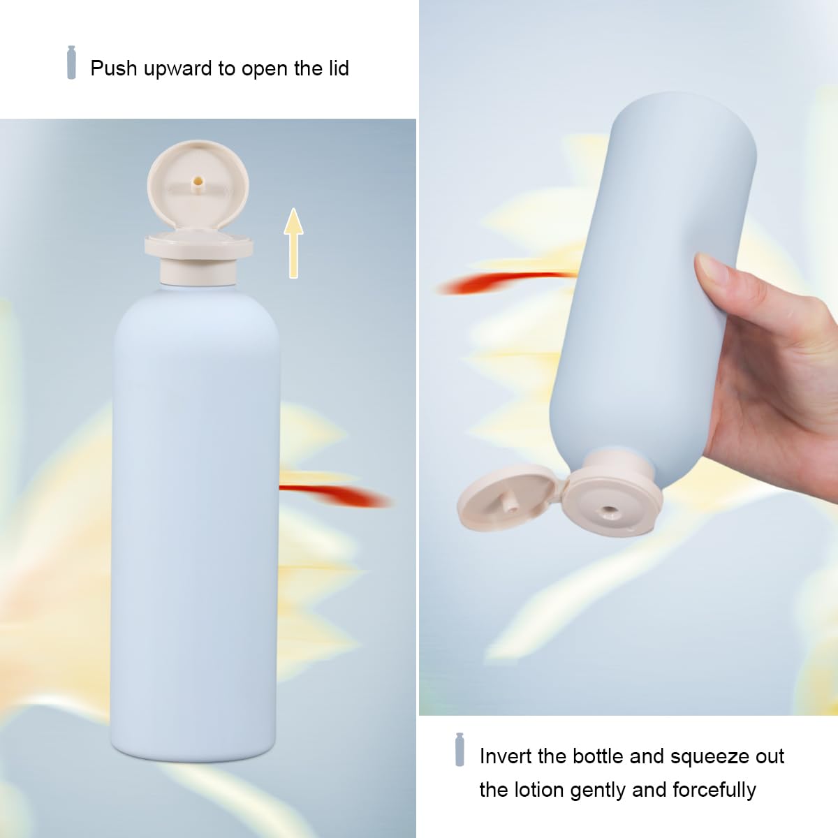 13.5 oz Leak Proof Travel Bottles with Flip Cap - 4 Pack Refillable Shampoo & Conditioner Containers for Lotion, Cream & Toiletries | TSA Approved for Air Travel, Gym, Camping & Vacation Essentials