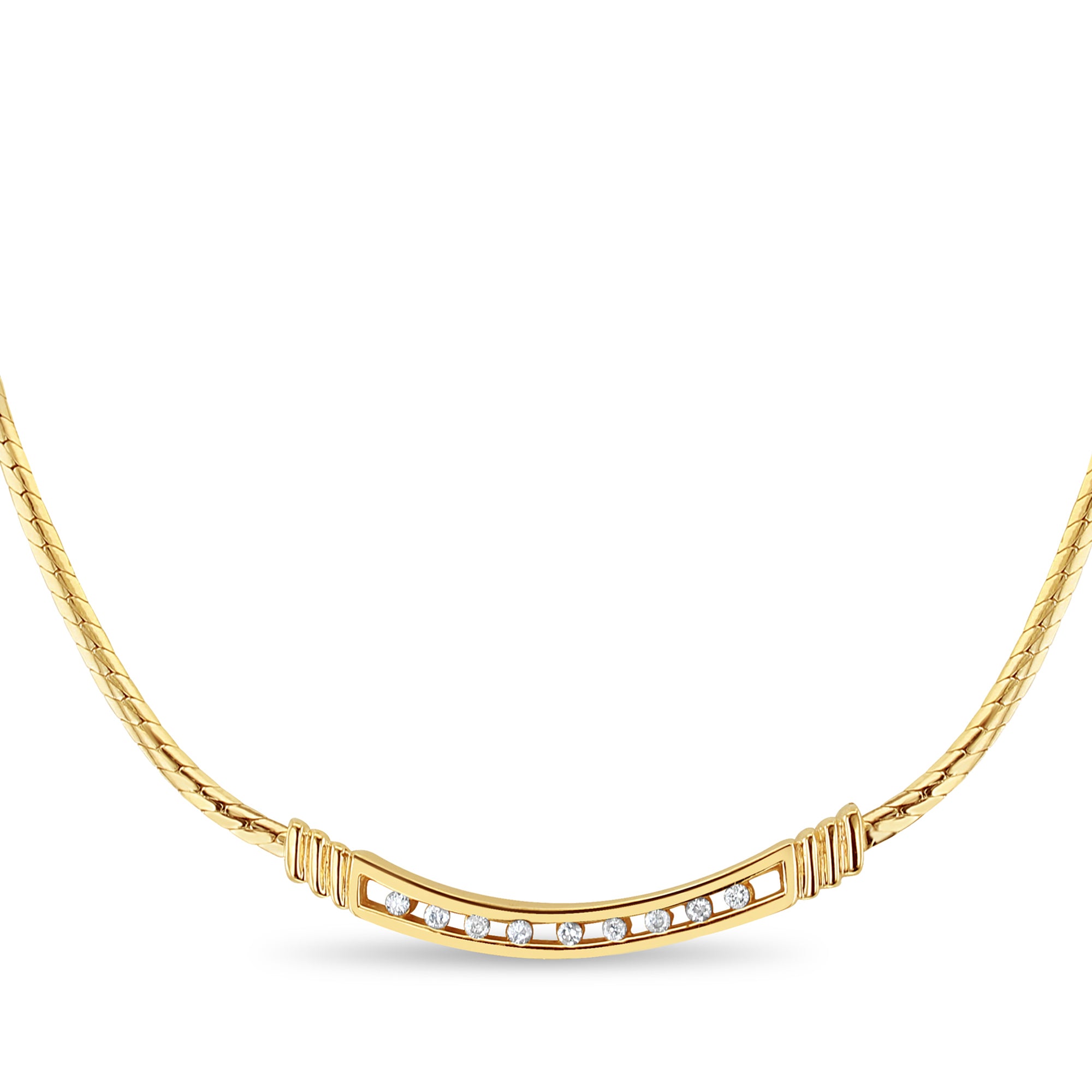 14k Yellow Gold Tension Set Diamond Bar Necklace for Women - Elegant Everyday Jewelry & Perfect Gift for Birthdays, Anniversaries