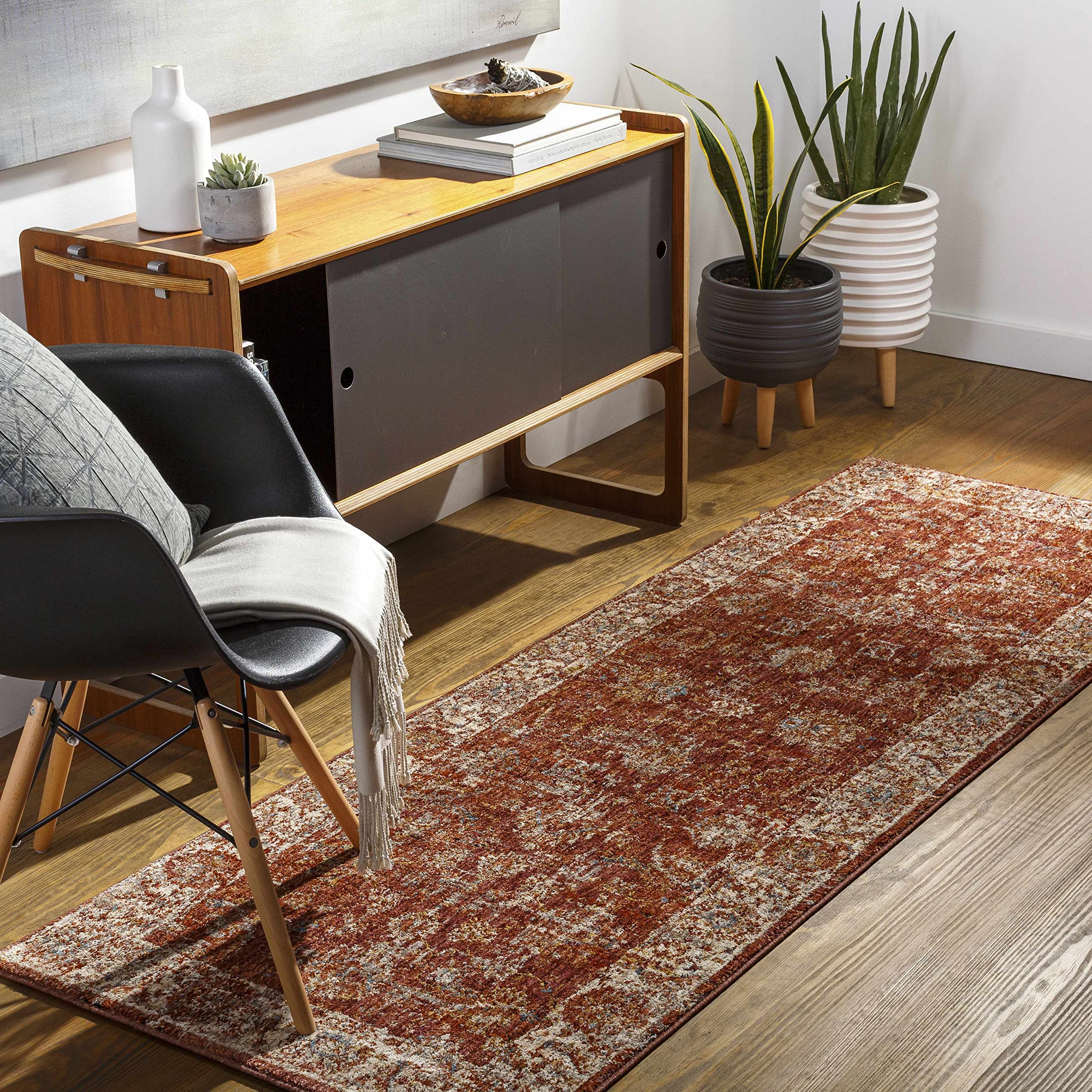 Hauteloom Maniwaki Soft Plush Area Rug for Living Room & Bedroom - Gray, Pink, Red - 2'7