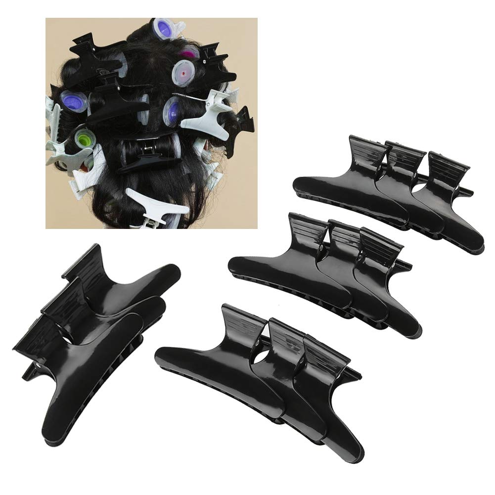 12Pcs Black Butterfly Hair Clips for Styling - Sectioning & Coloring Hair Claw Clamps - Professional Hairdressing Tools for Cutting & Styling - Perfect for Women's Salon, Home Hair Care & DIY Hairstyling