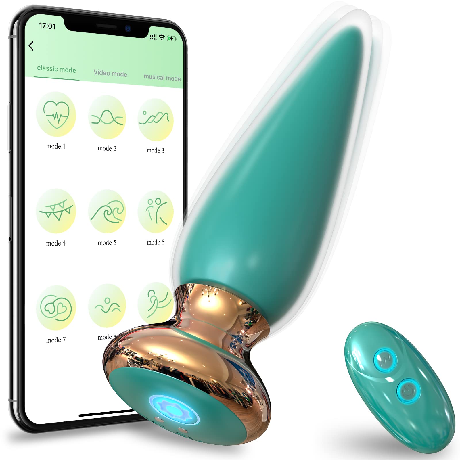 Rechargeable Anal Butt Vibrator with 9 Vibrating Modes & APP/Remote Control - Prostate Massager & G-Spot Stimulator for Men & Couples - Perfect for Solo Play, Couples Intimacy & Sensual Exploration
