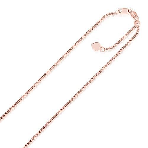 14K Rose Gold Adjustable Popcorn Chain Necklace 1.3mm Thin Dainty 22