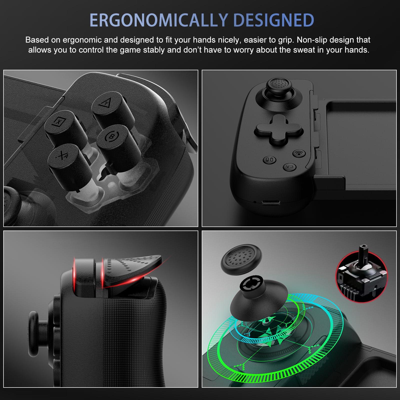 Wireless Bluetooth Game Controller for iPhone, Android, PC, iPad, Tablet, Switch, PS4, PS5, Xbox - MFi Certified with Turbo, 6-Axis Gyro & Dual Motors - Perfect for Cloud Gaming, Streaming & Arcade Games